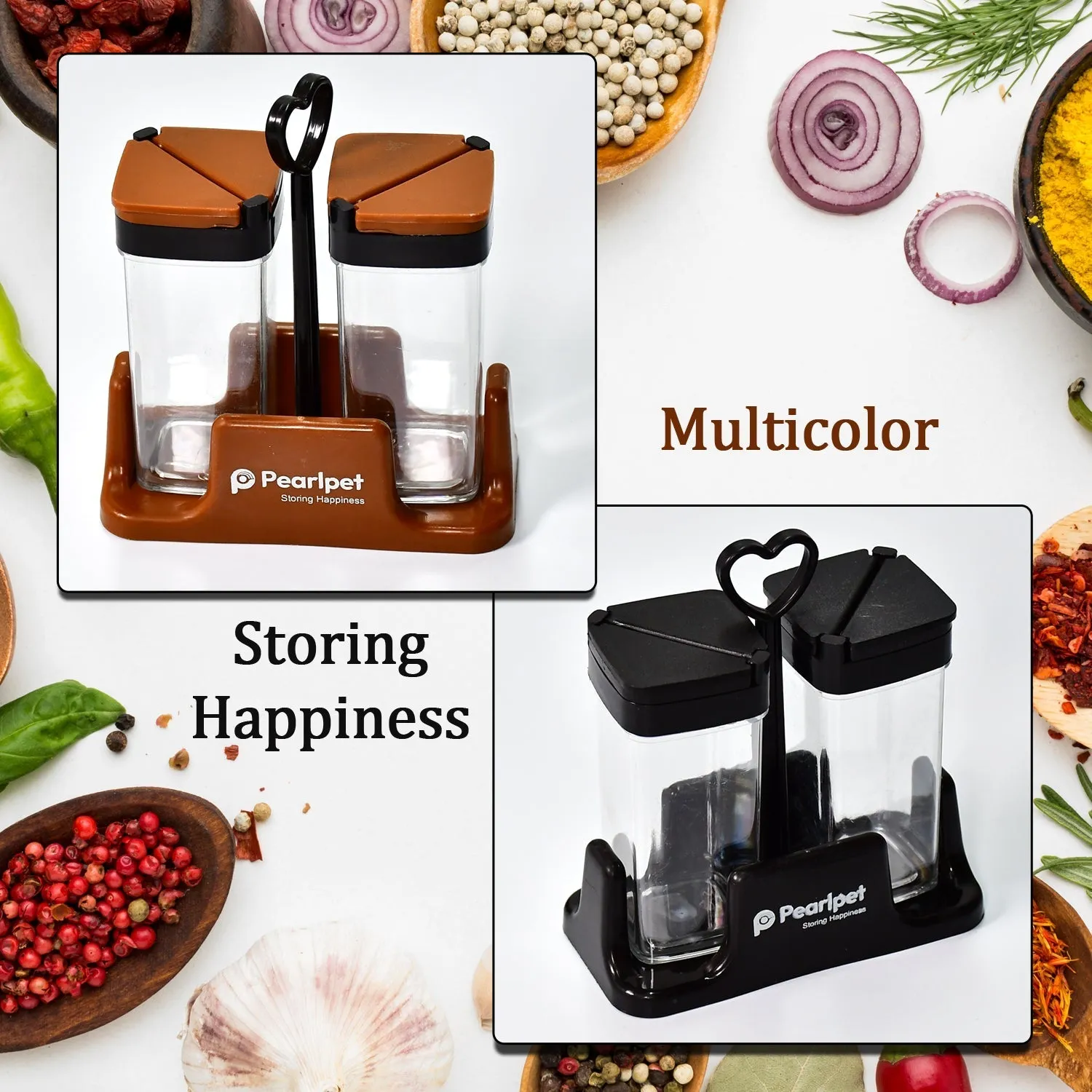 2070 Multipurpose Masala / Spice Rack Container with tray- Set of 2Pcs