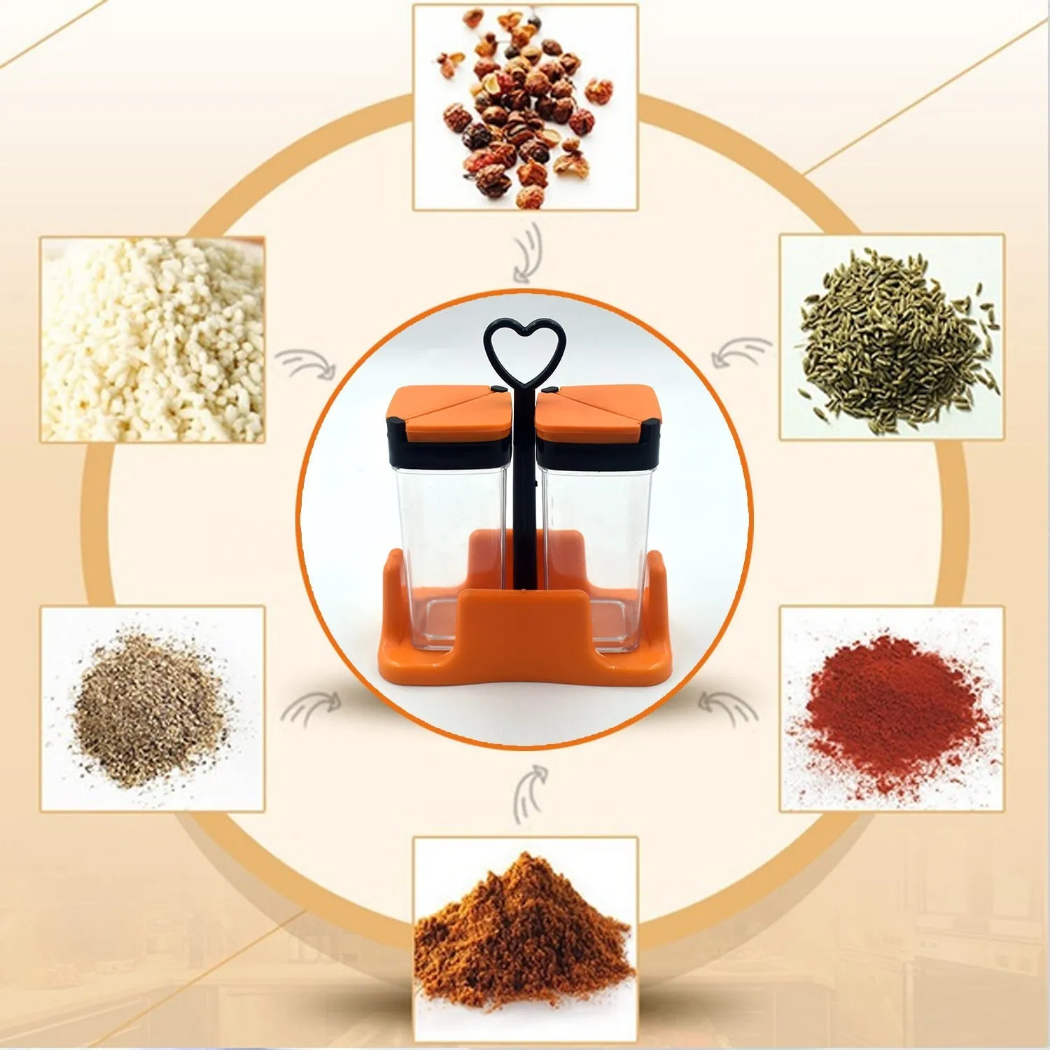 2070 Multipurpose Masala / Spice Rack Container with tray- Set of 2Pcs