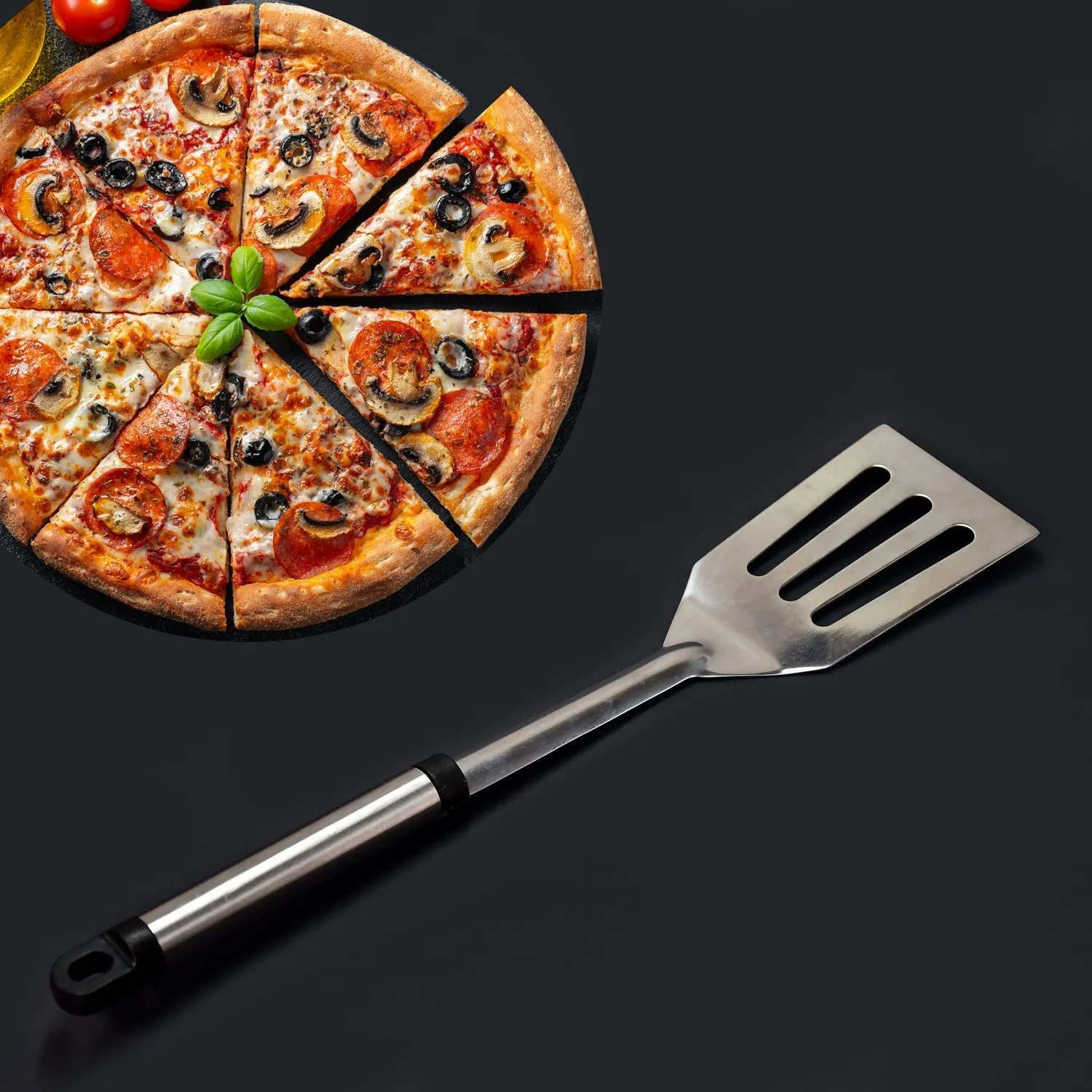 2998 Stainless Steel 14Inch Turners / Slotted Turner / Cooking Turner / for Dosa, Roti, Omlette, Parathas, PavBhaji.