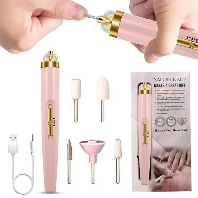 5 In 1 Professional Mini Electric Nail Drill Kit Battery Nail Art Exfoliating Polishing Nail Polishing File Pen Tool Machine