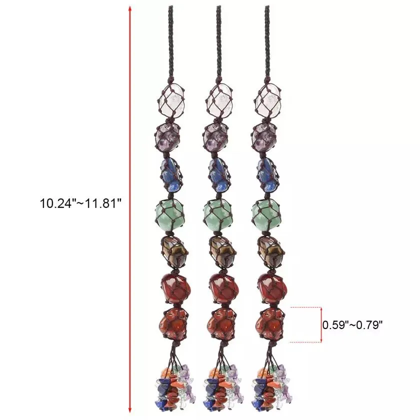 7 Chakra Gemstones Reiki Healing Crystals Tassel Wall Car Hanging Ornament