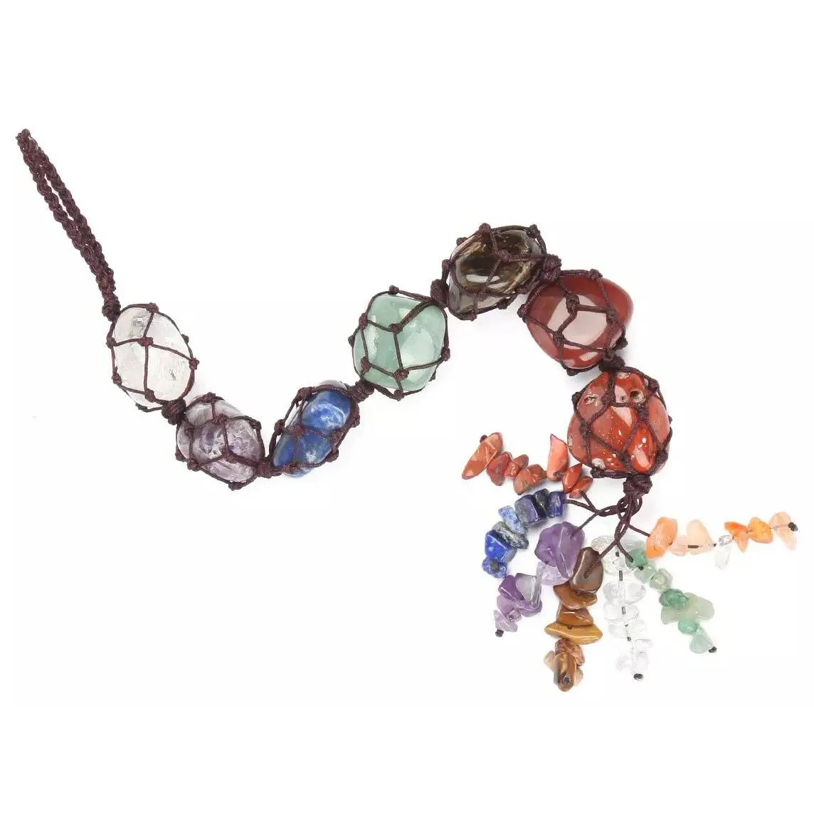 7 Chakra Gemstones Reiki Healing Crystals Tassel Wall Car Hanging Ornament