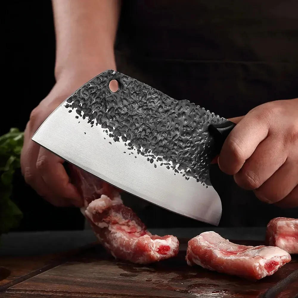 7 Inch Cleaver Knife: Handmade Forged Knife for Hunting, Cooking, and Utility