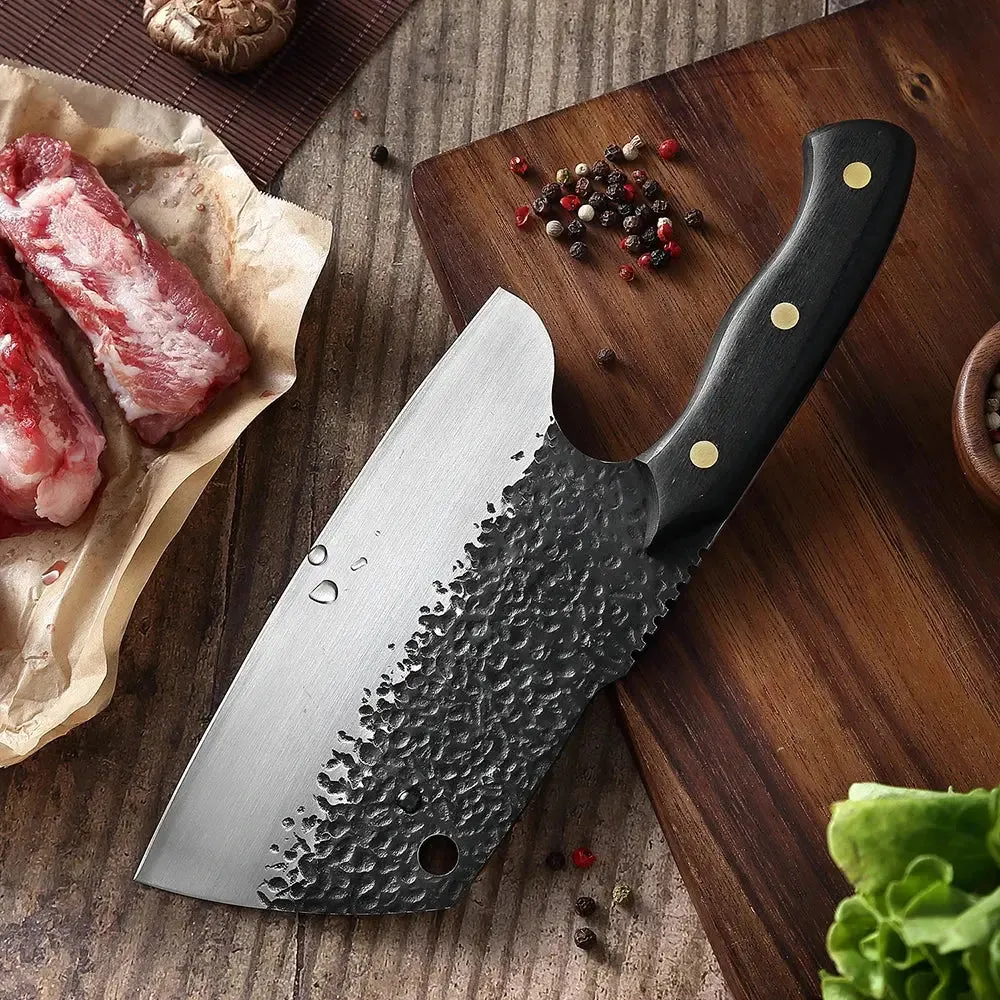 7 Inch Cleaver Knife: Handmade Forged Knife for Hunting, Cooking, and Utility