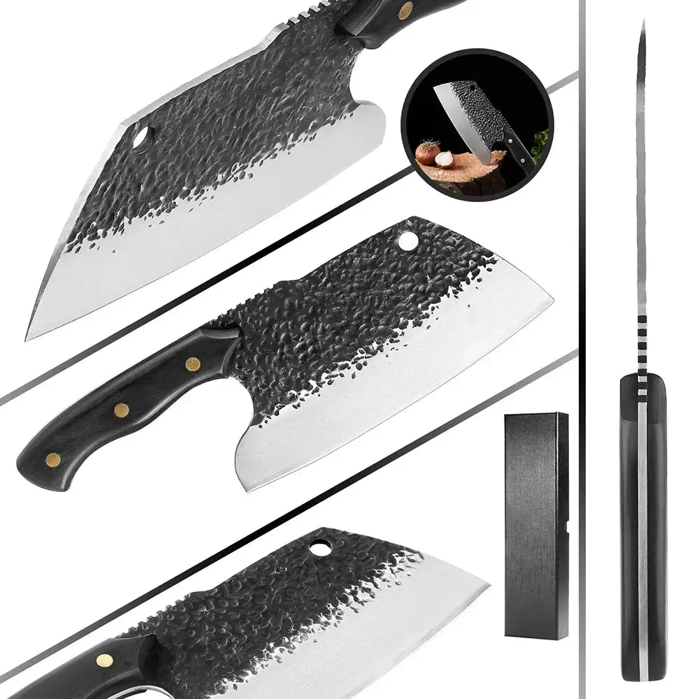 7 Inch Cleaver Knife: Handmade Forged Knife for Hunting, Cooking, and Utility
