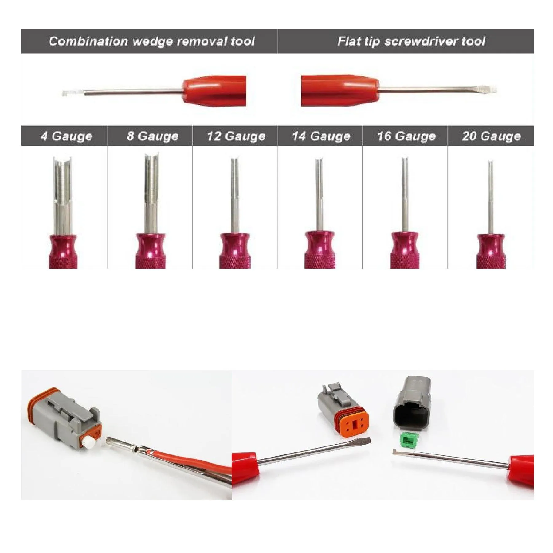 7pc Deutsch Terminal Release/Removal Tool Kit - 4, 8, 12, 14, 16, and 20 Gauge Wire Terminals