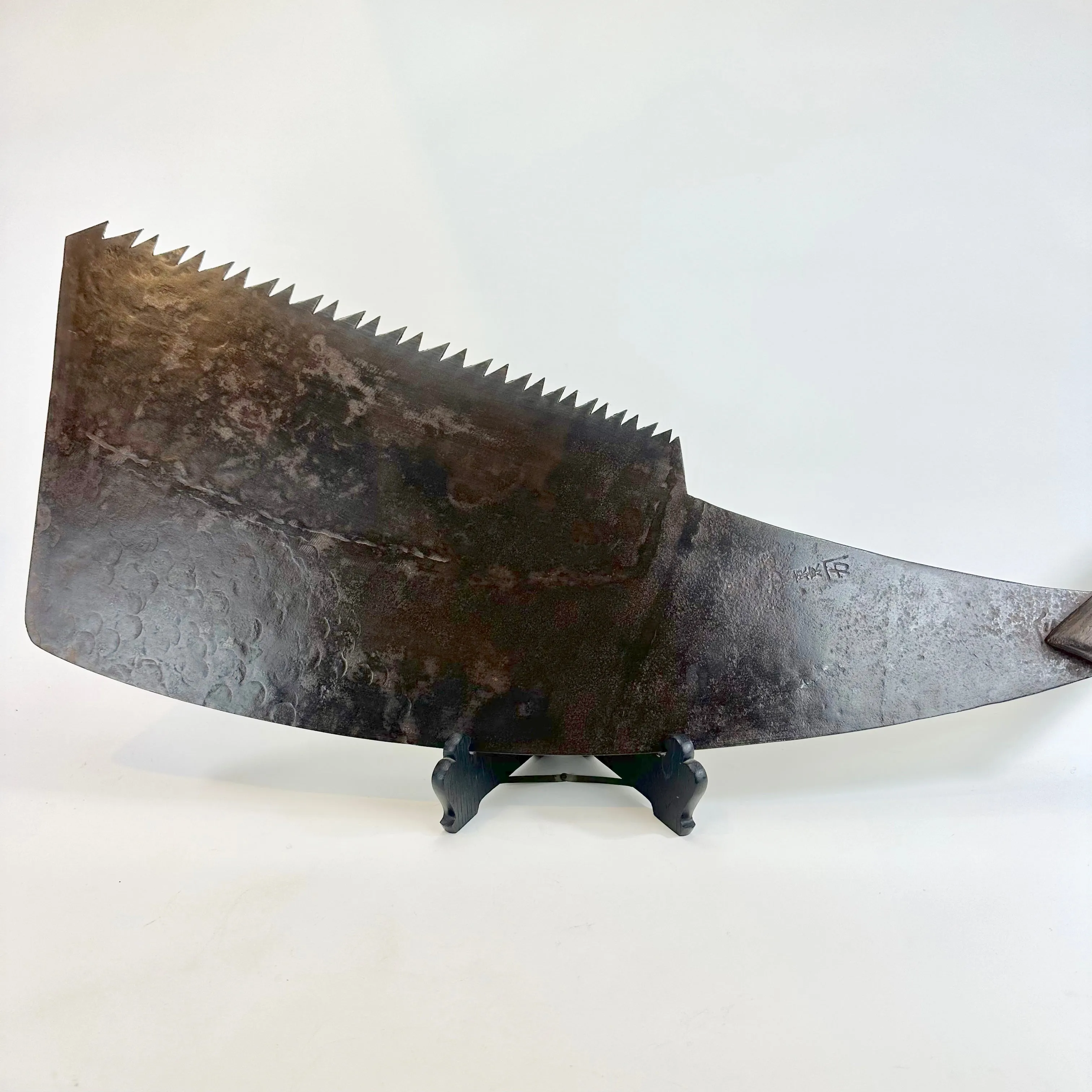 Antique Japanese Signed Whaleback Saw Forged Iron Huge Maebiki Nokogiri Tool