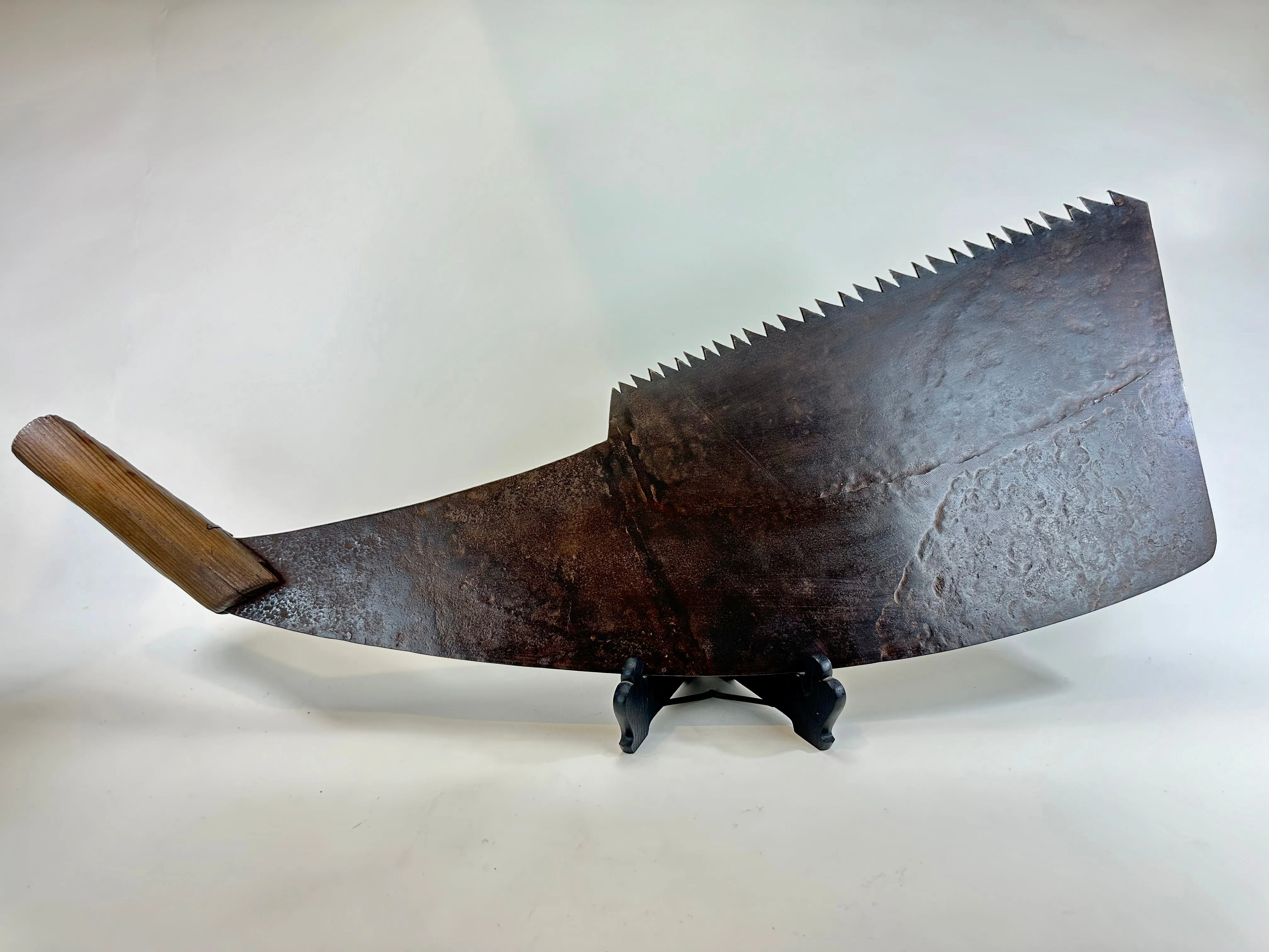 Antique Japanese Signed Whaleback Saw Forged Iron Huge Maebiki Nokogiri Tool