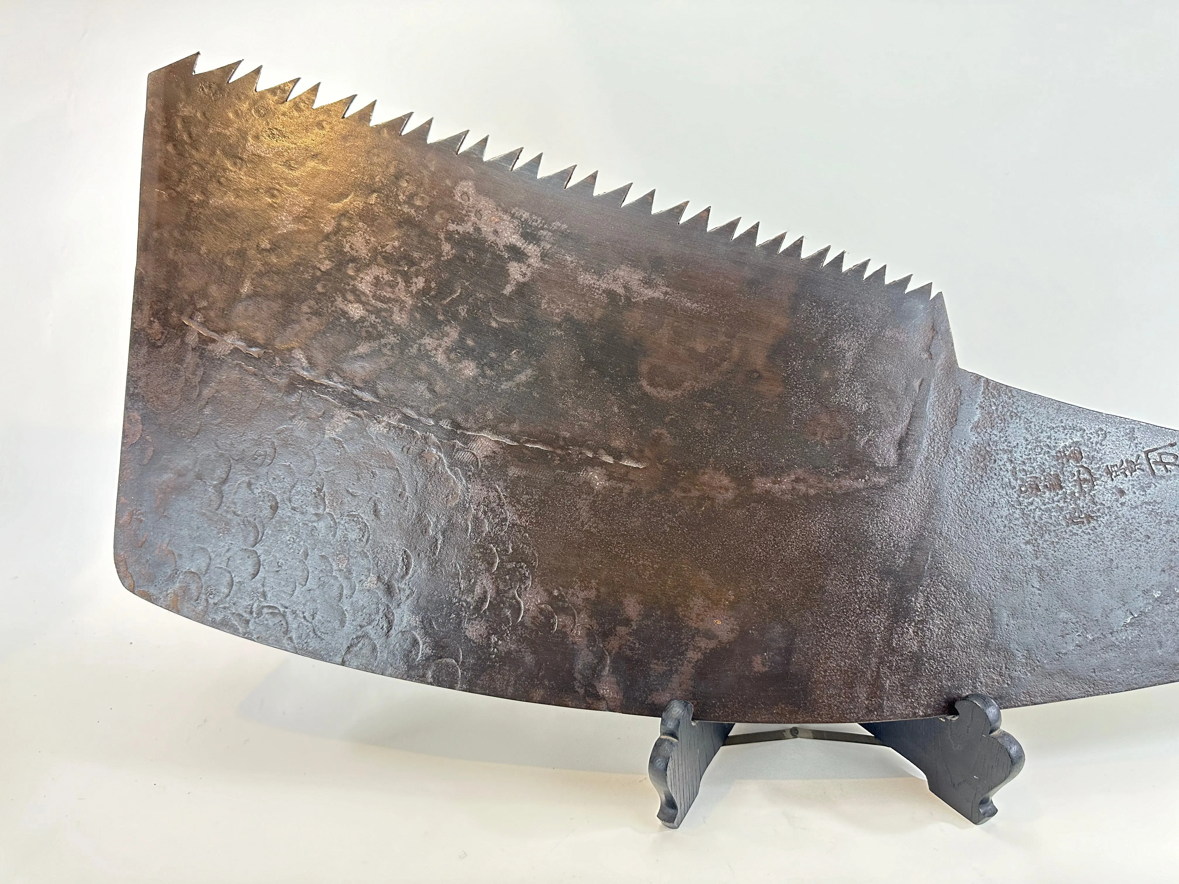 Antique Japanese Signed Whaleback Saw Forged Iron Huge Maebiki Nokogiri Tool