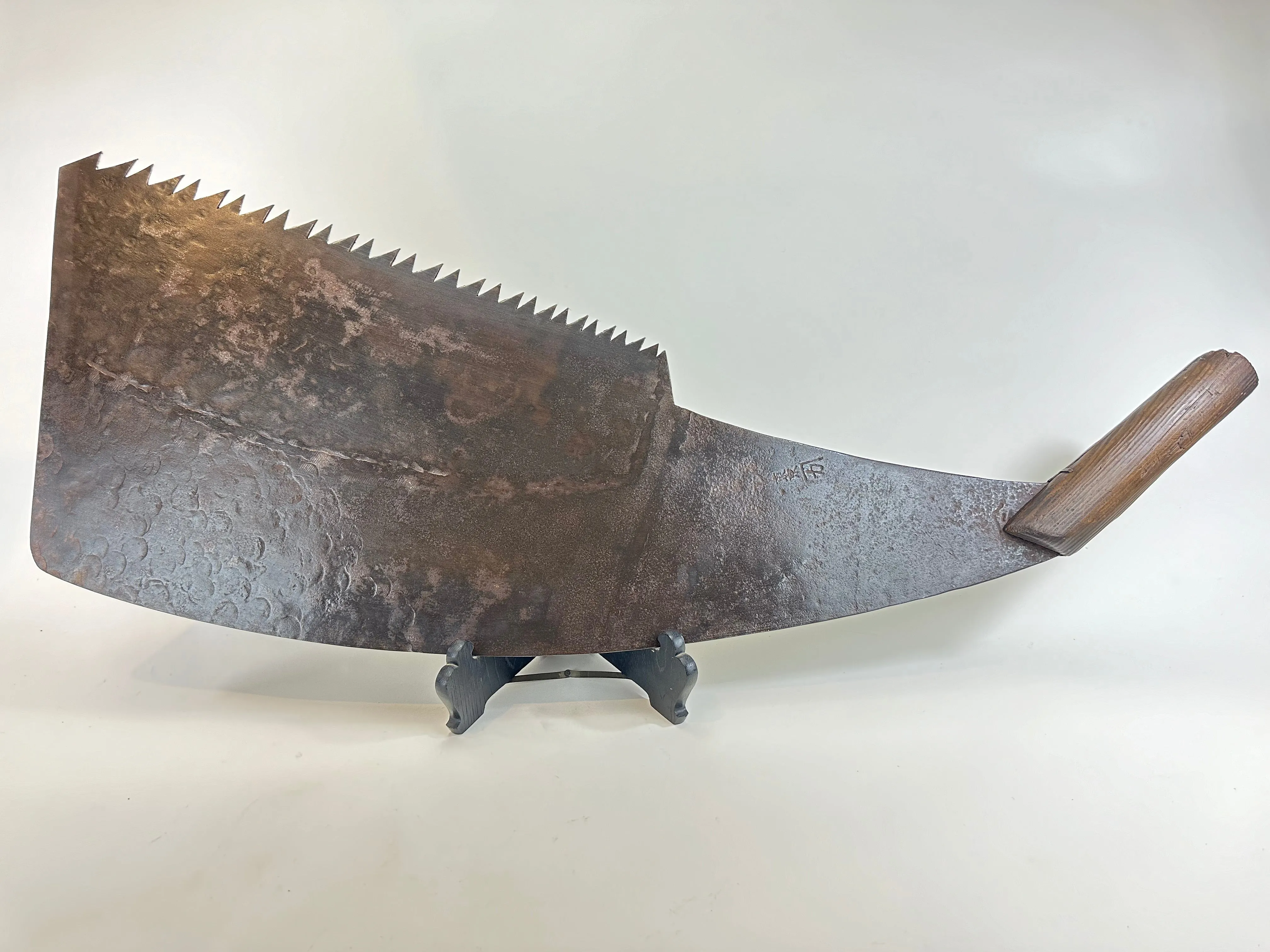Antique Japanese Signed Whaleback Saw Forged Iron Huge Maebiki Nokogiri Tool