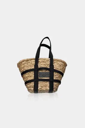 Bold Black Strap Woven Tote Bag