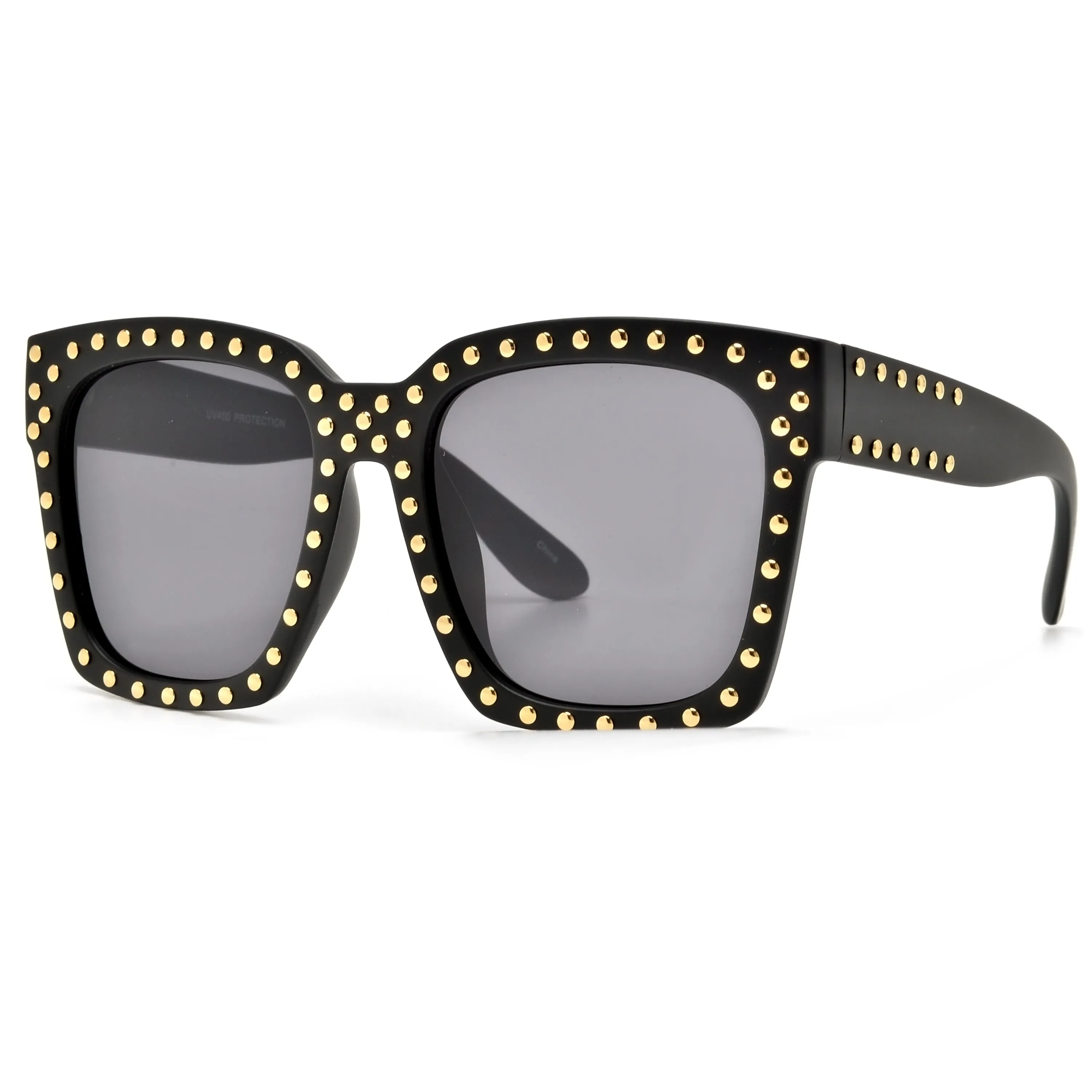 BOLD THICK STUDDED CHIC FASHION DESIGN SUNGLASSES