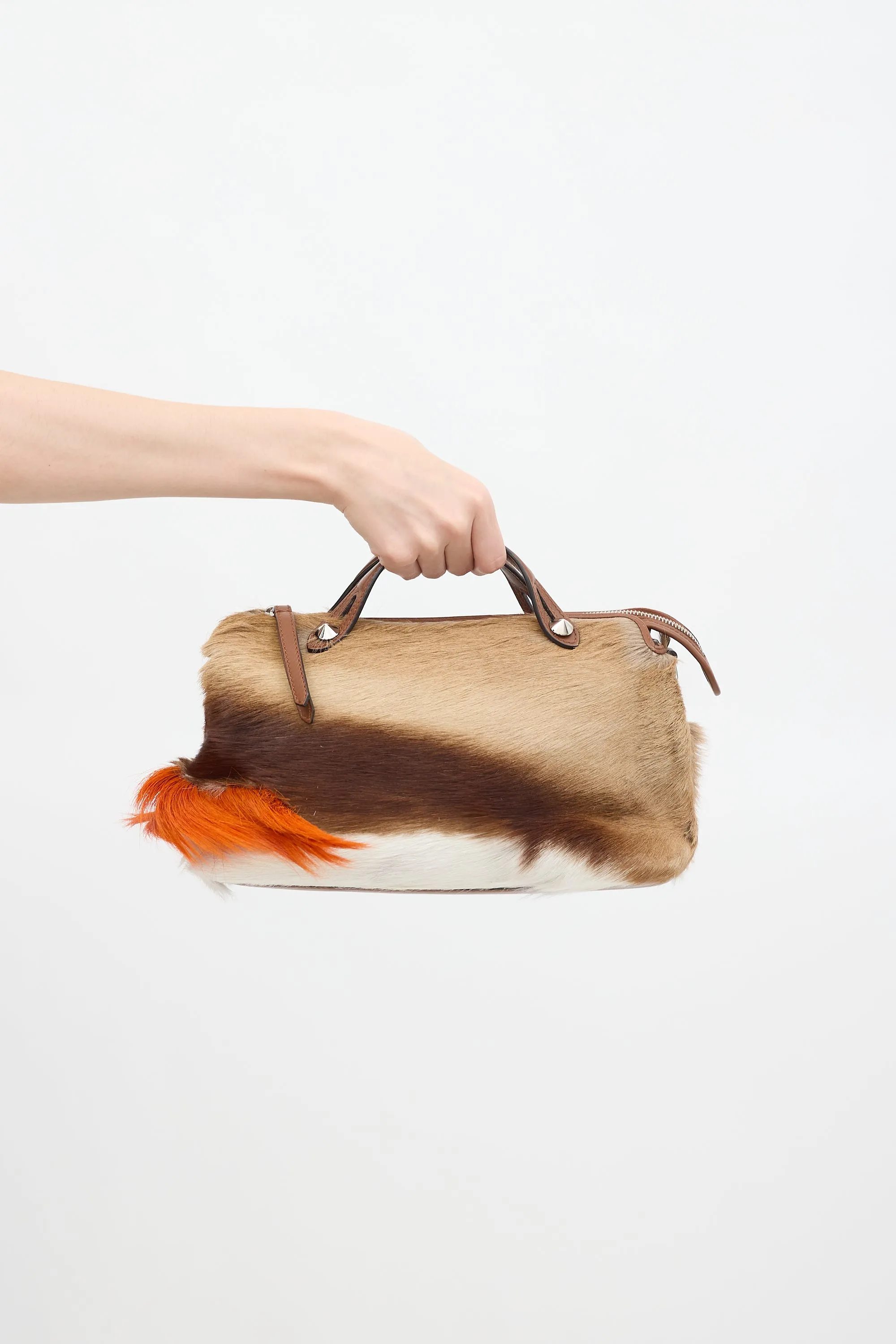 Brown & Multicolour Fur By The Way Bag