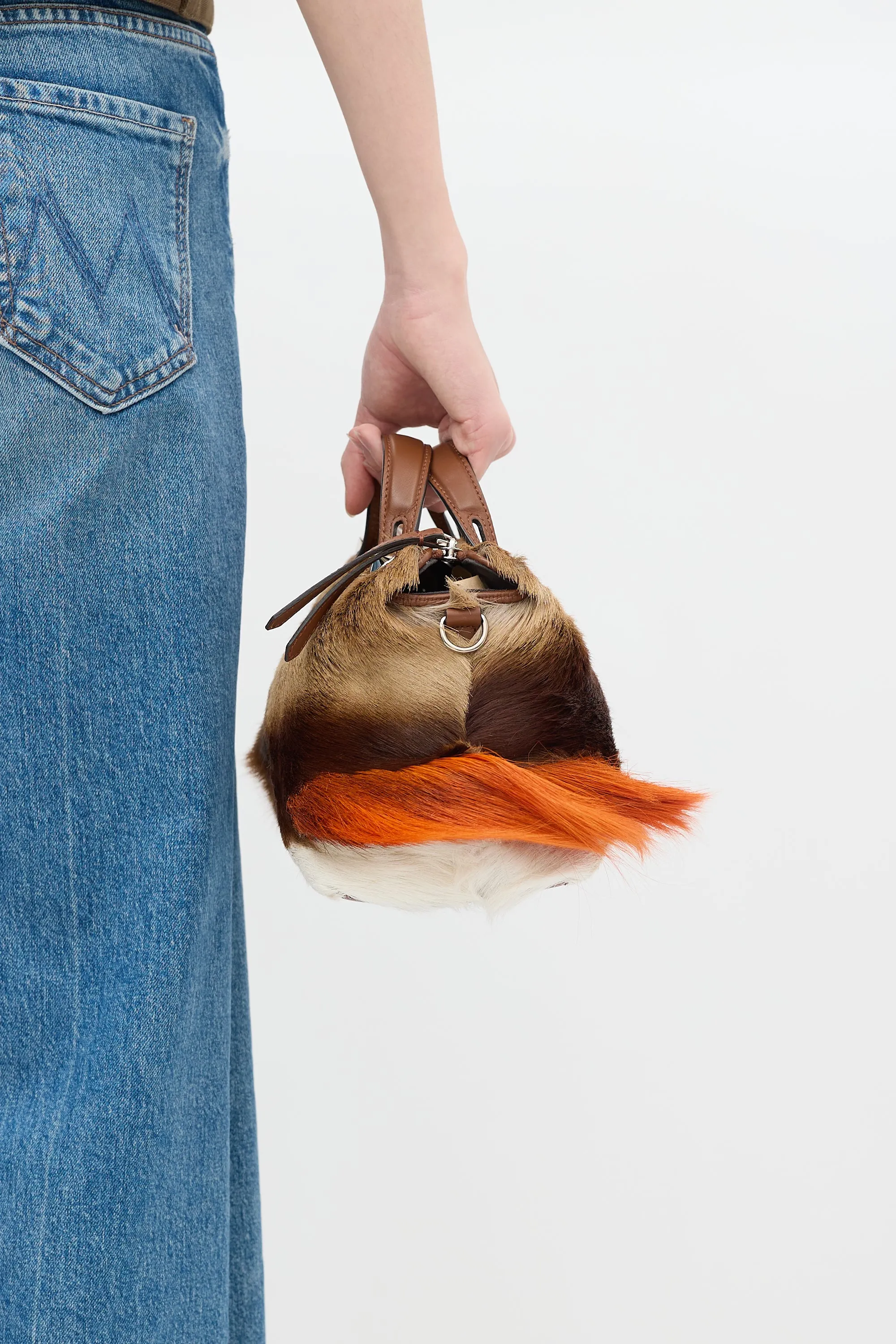 Brown & Multicolour Fur By The Way Bag