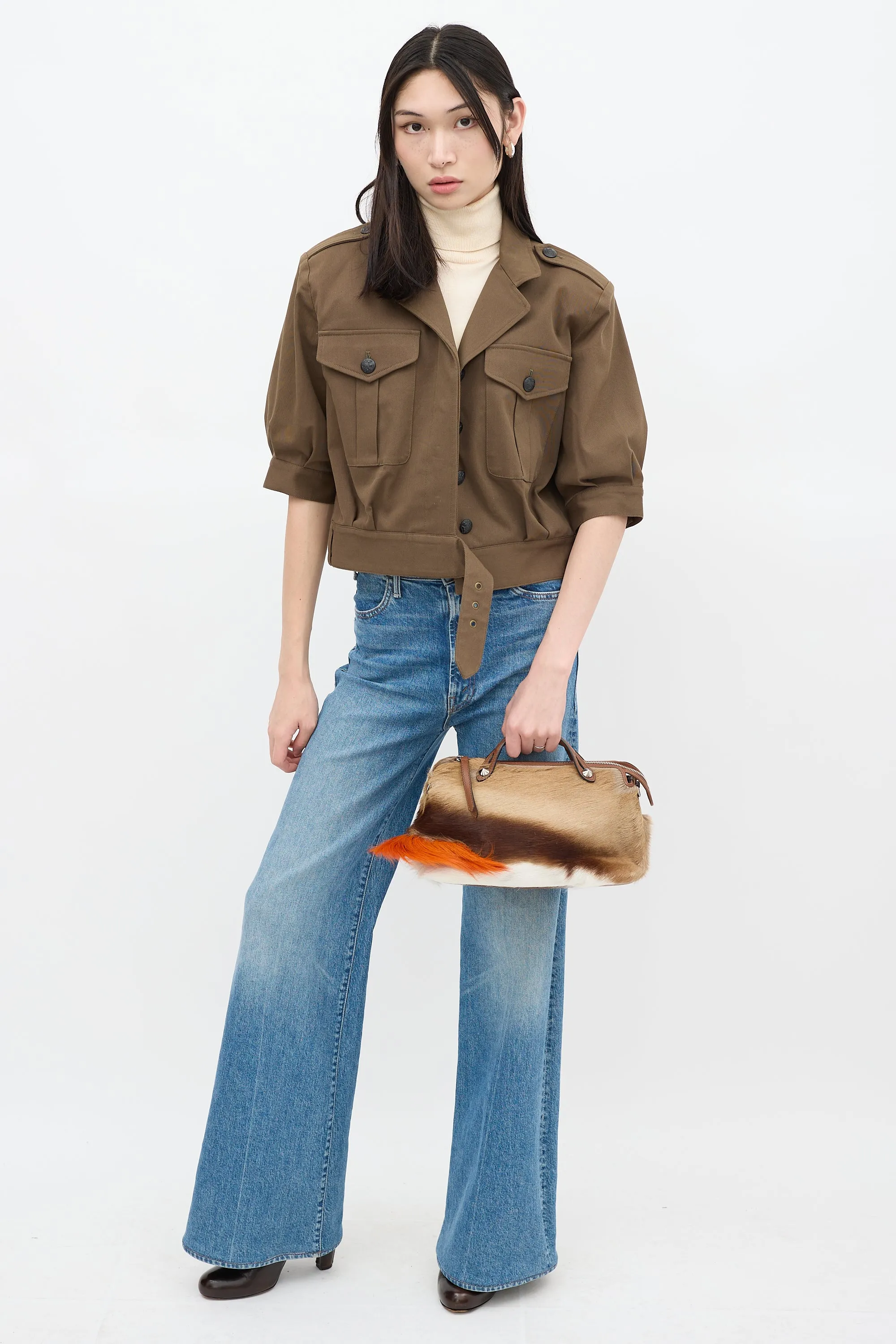 Brown & Multicolour Fur By The Way Bag