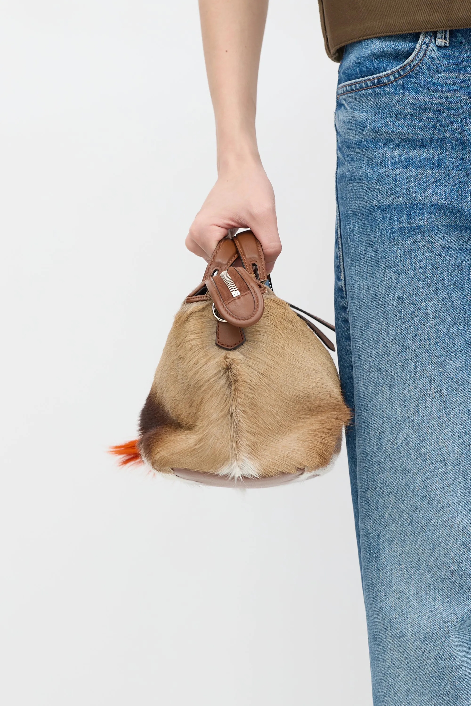 Brown & Multicolour Fur By The Way Bag