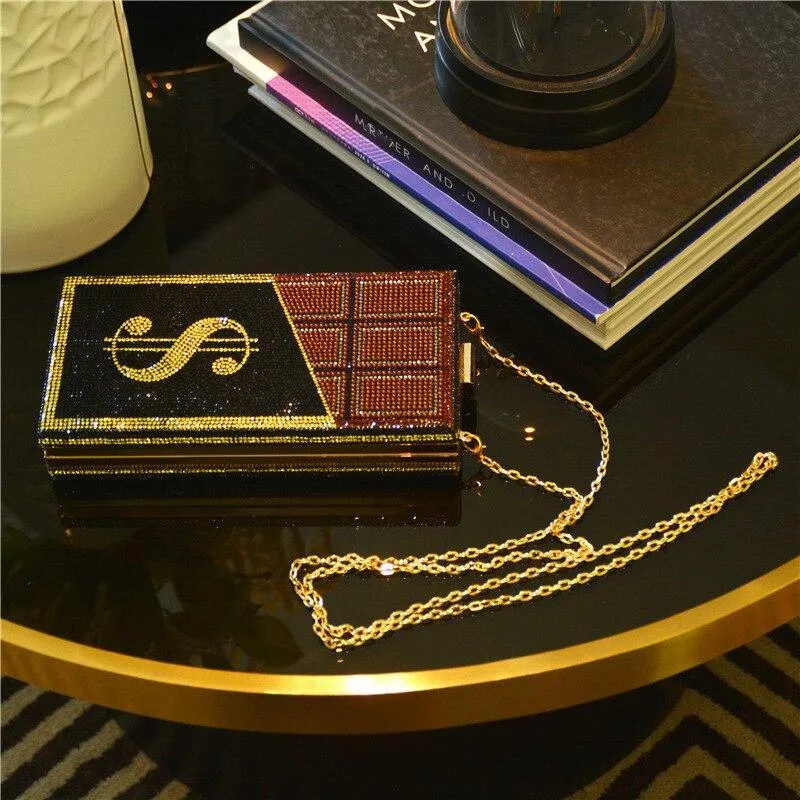Chocolate $ Money Bar Evening Clutch: A sparkling bag for your night out