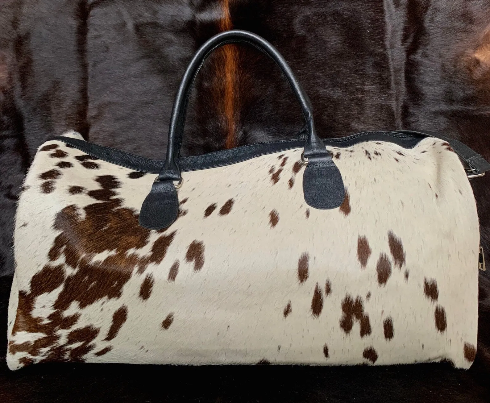 Cowhide Travel bag White Brown