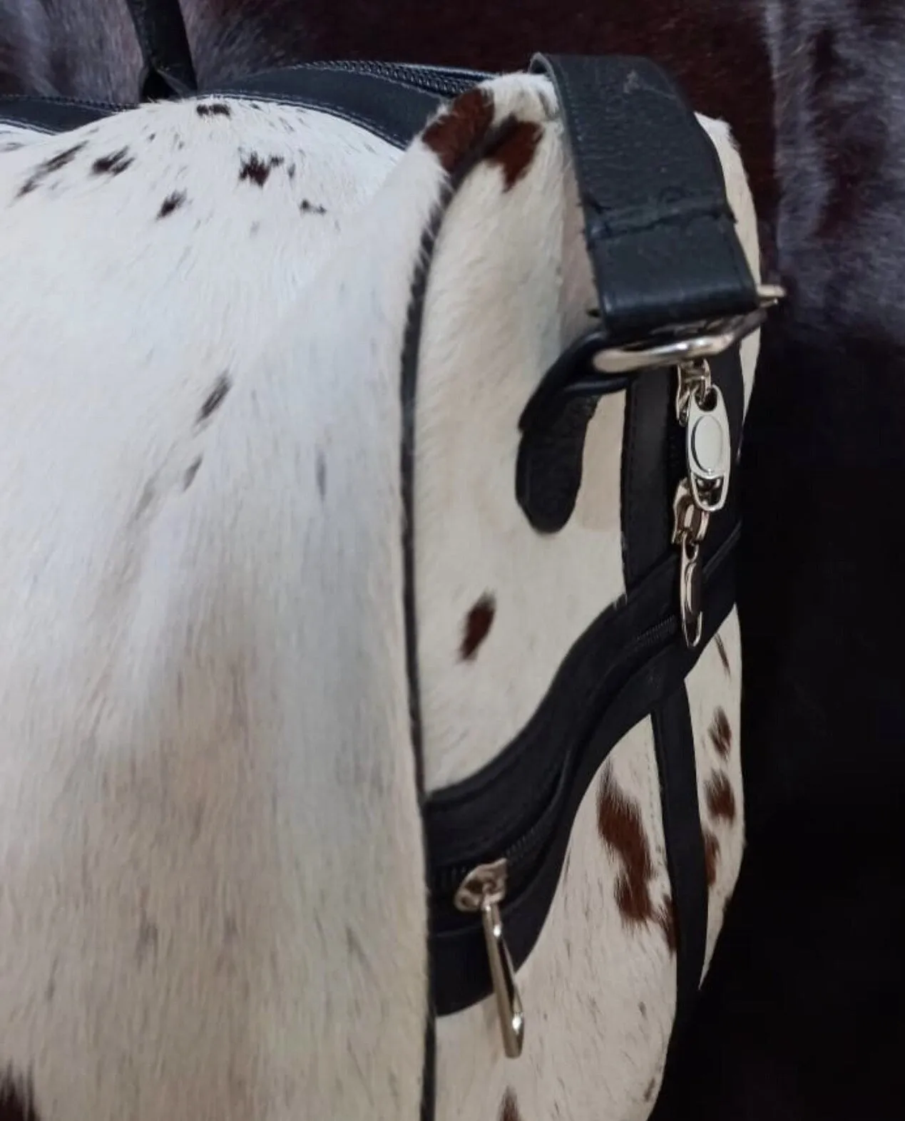 Cowhide Travel bag White Brown