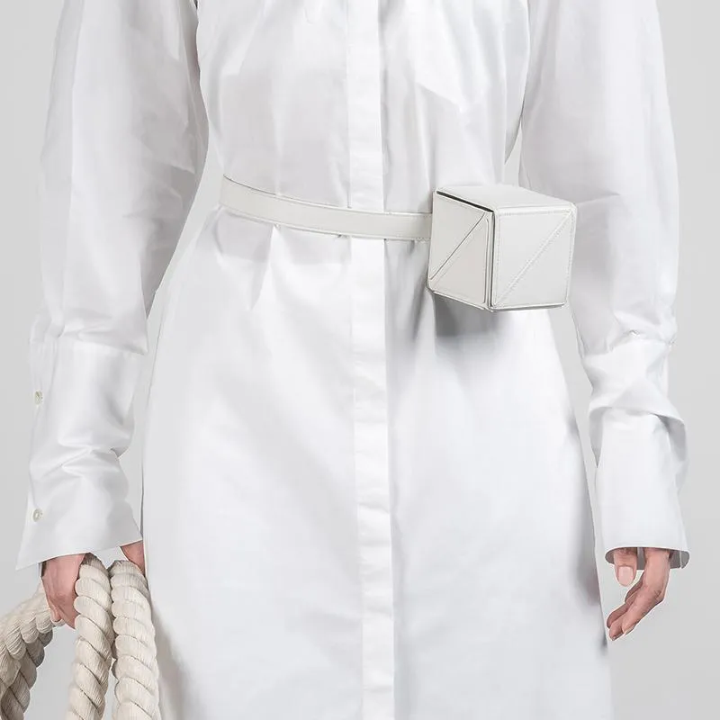 Cube Mini Foldable Belt Bag - White