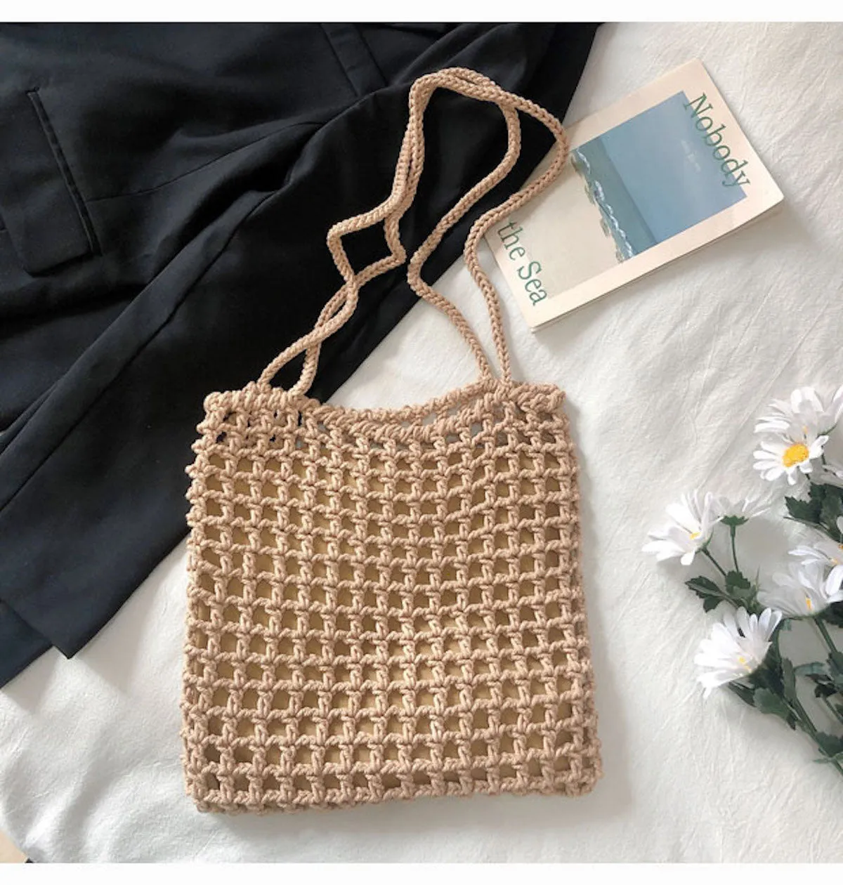 Elena Handbags Lightweight Cotton Knitted Shoulder Bag