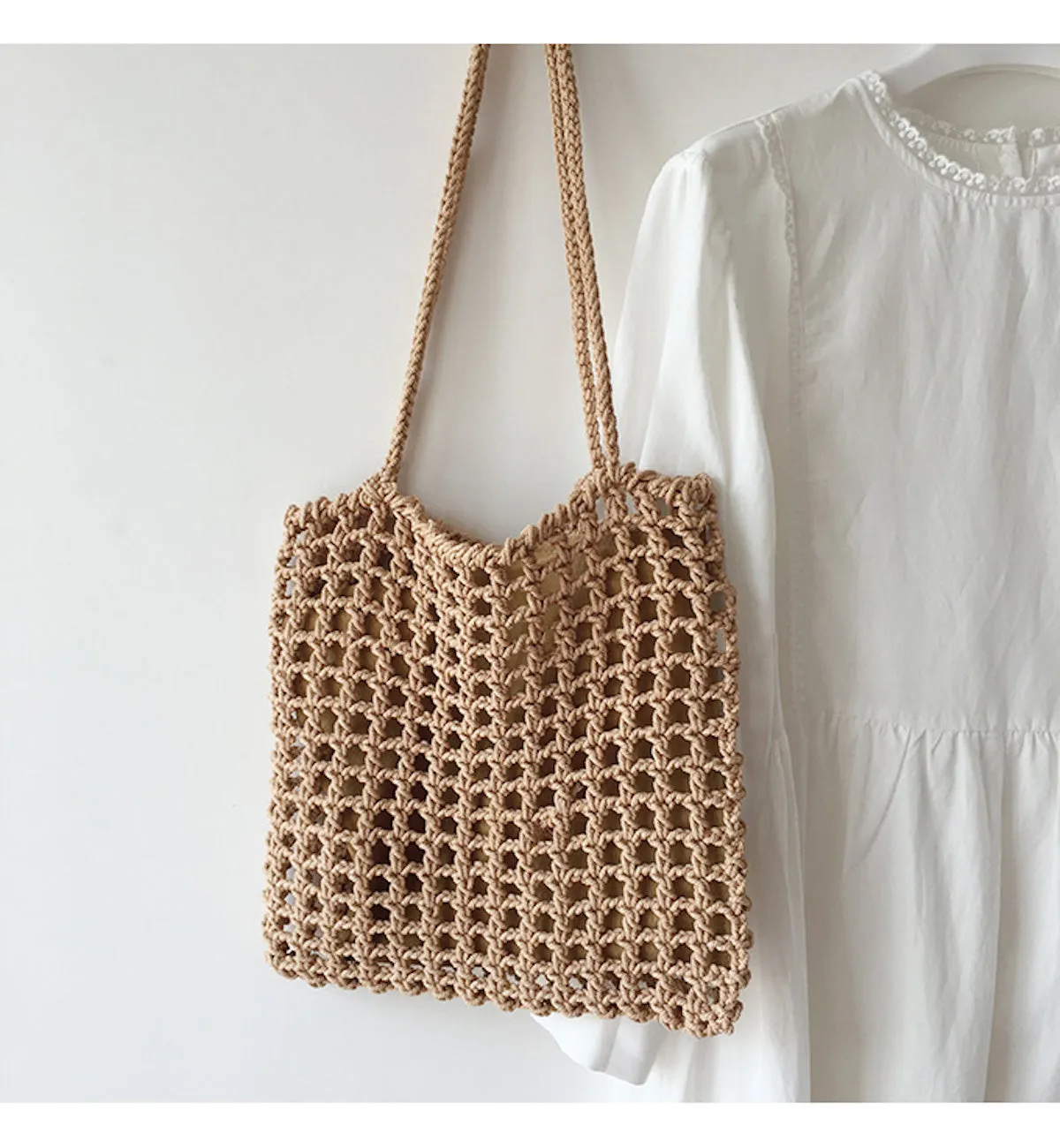 Elena Handbags Lightweight Cotton Knitted Shoulder Bag