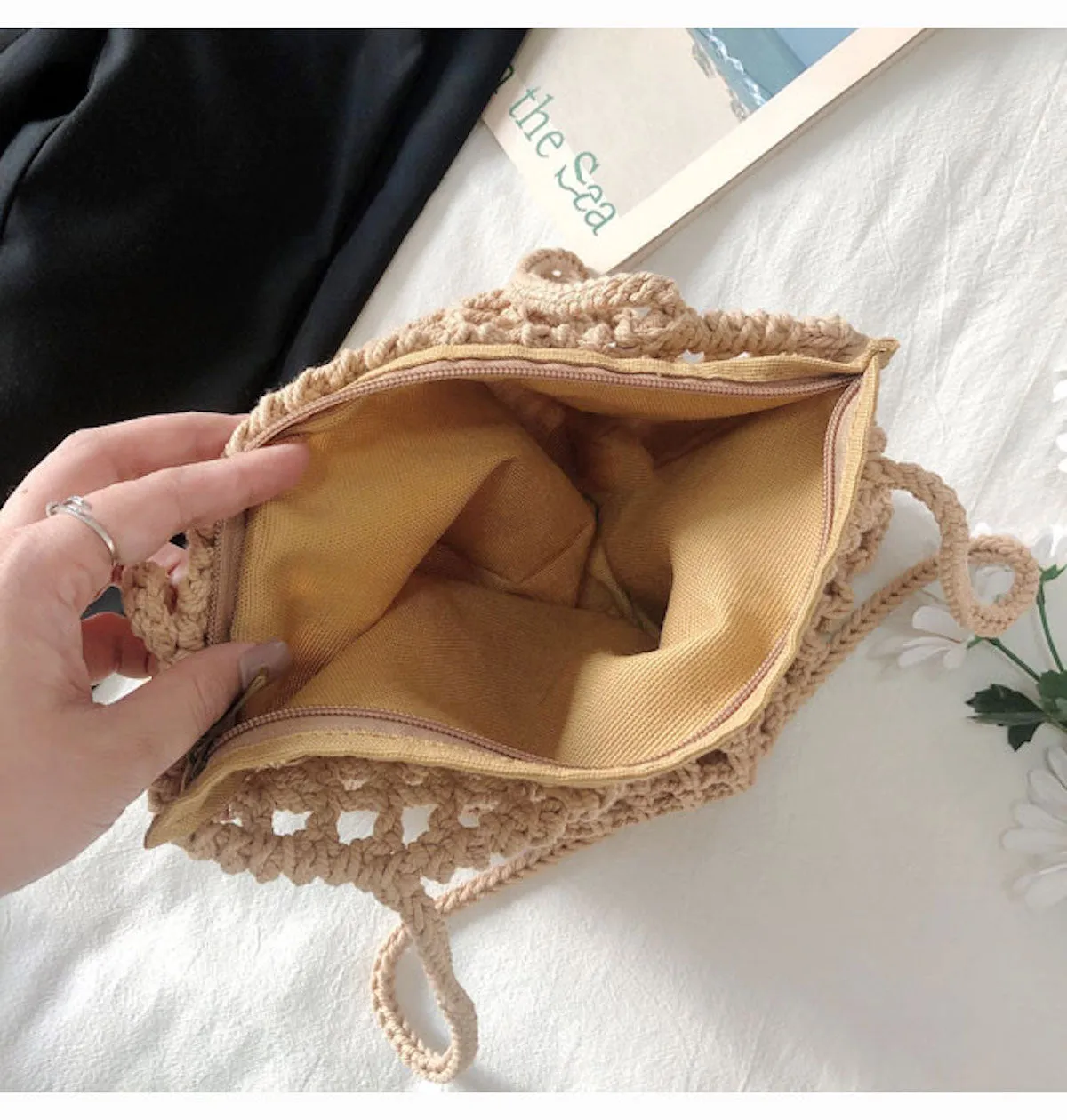 Elena Handbags Lightweight Cotton Knitted Shoulder Bag