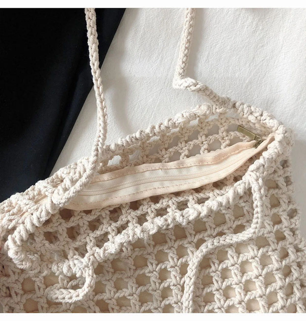 Elena Handbags Lightweight Cotton Knitted Shoulder Bag
