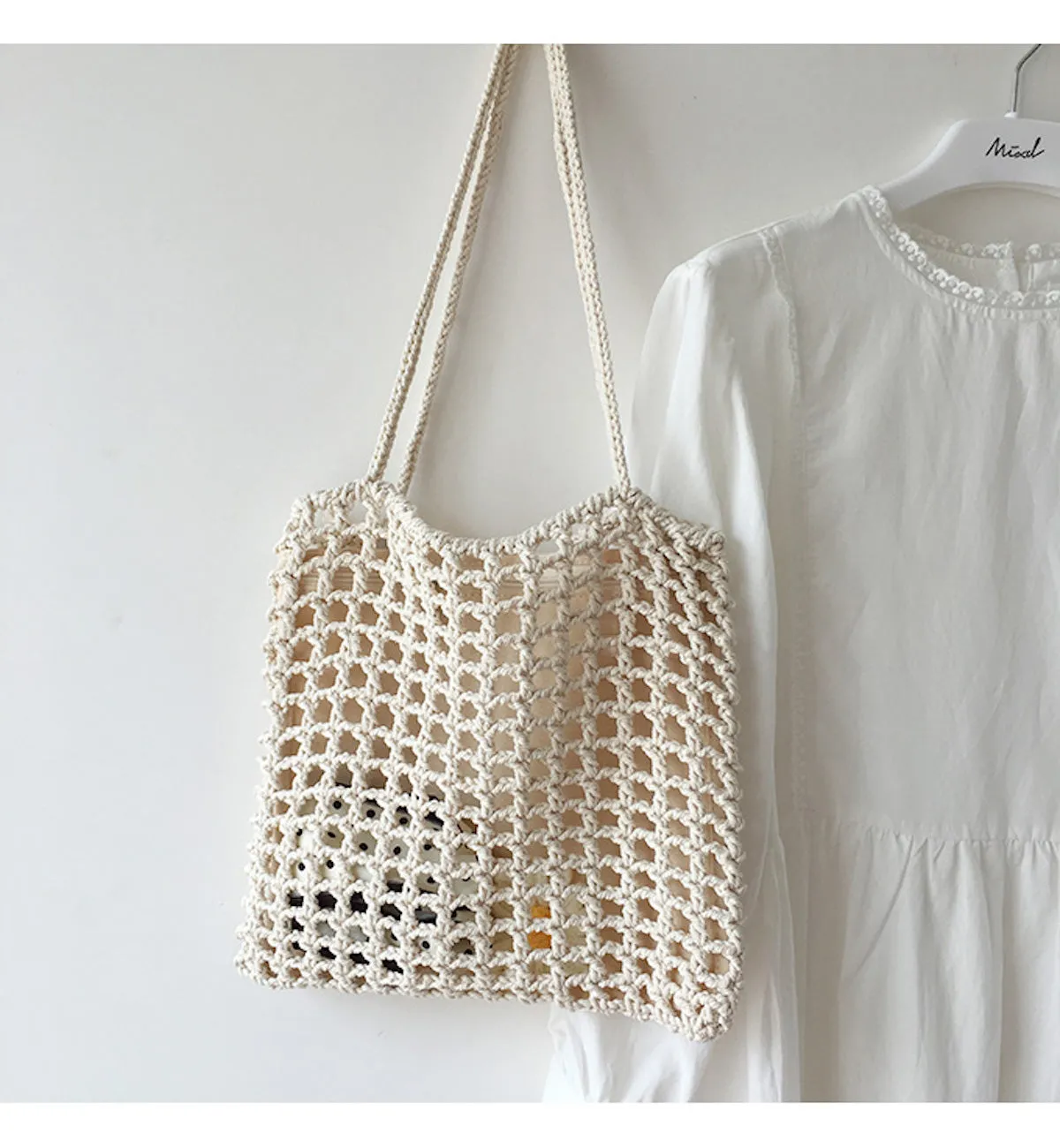 Elena Handbags Lightweight Cotton Knitted Shoulder Bag
