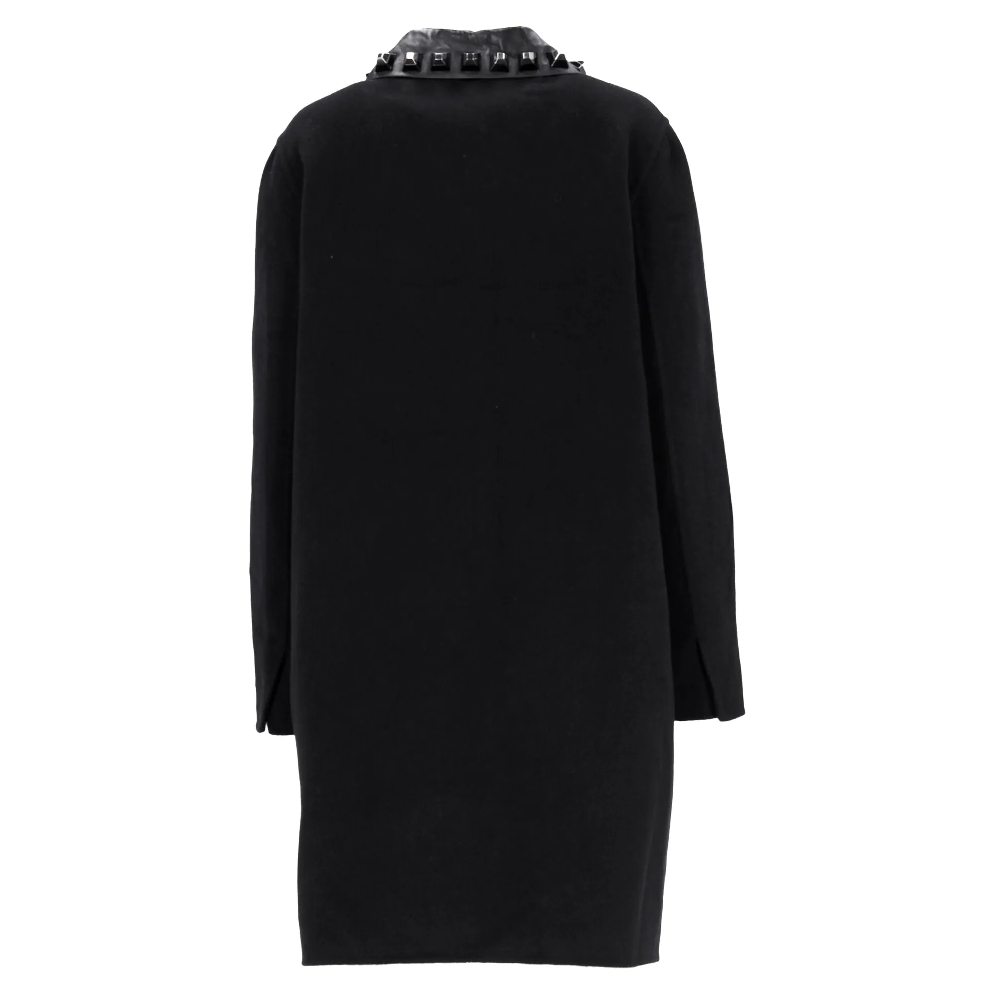 Fendi Studded Single Breasted Coat in Black Wool