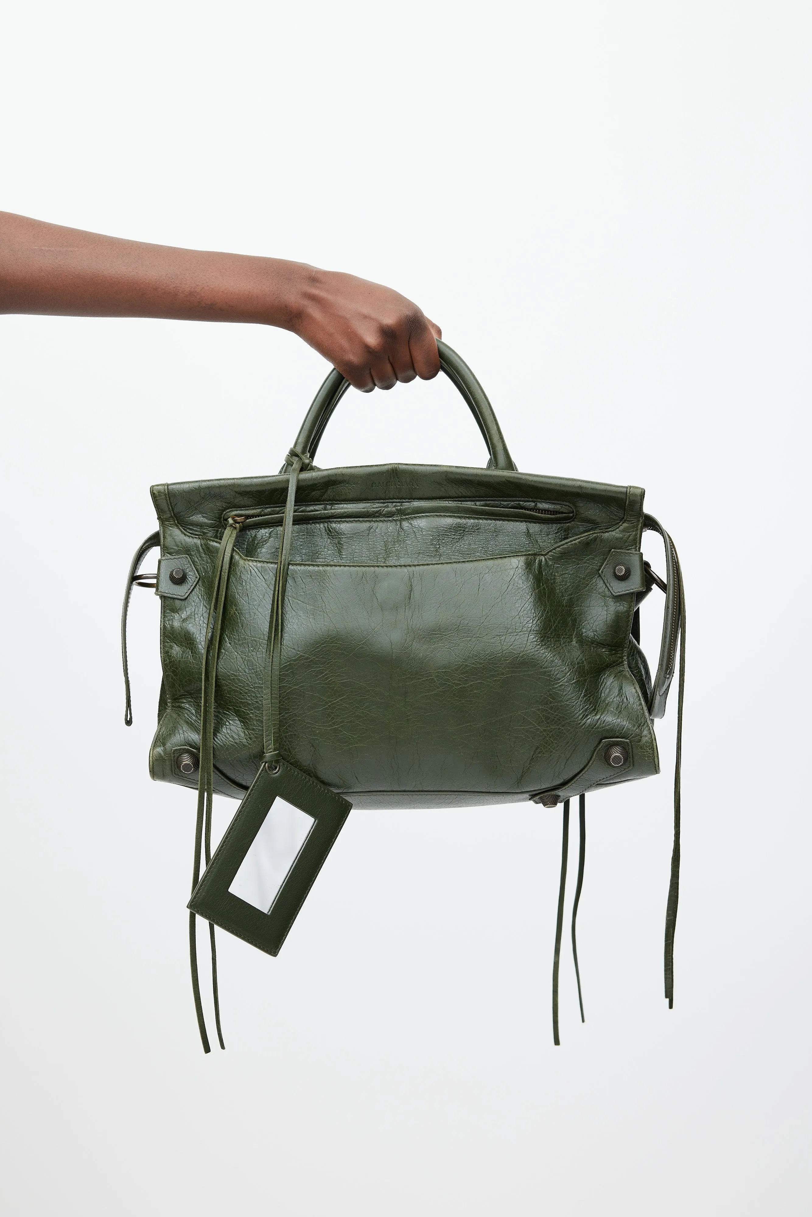 FW 2016 Dark Green Leather Mute City Crossbody Bag