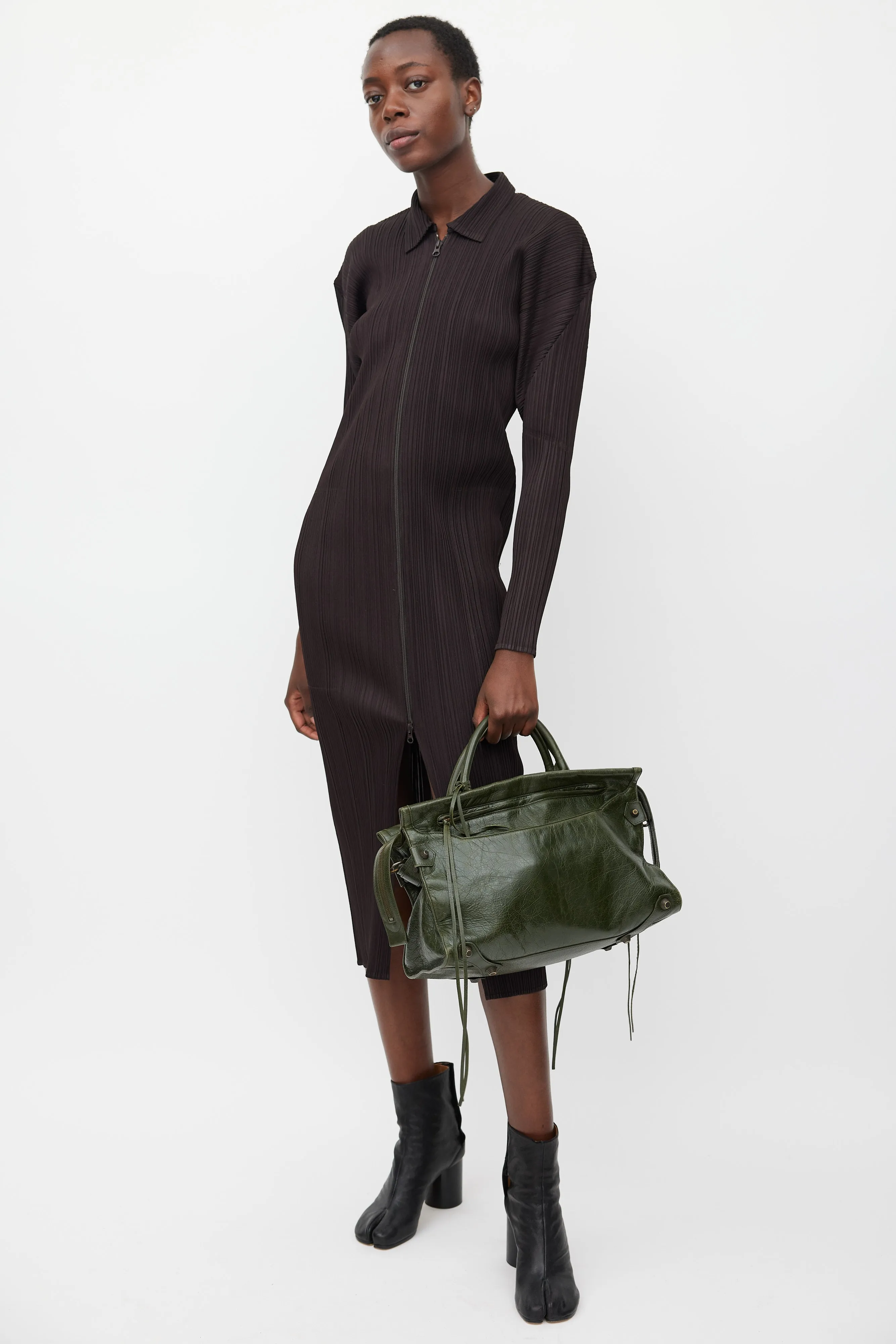 FW 2016 Dark Green Leather Mute City Crossbody Bag