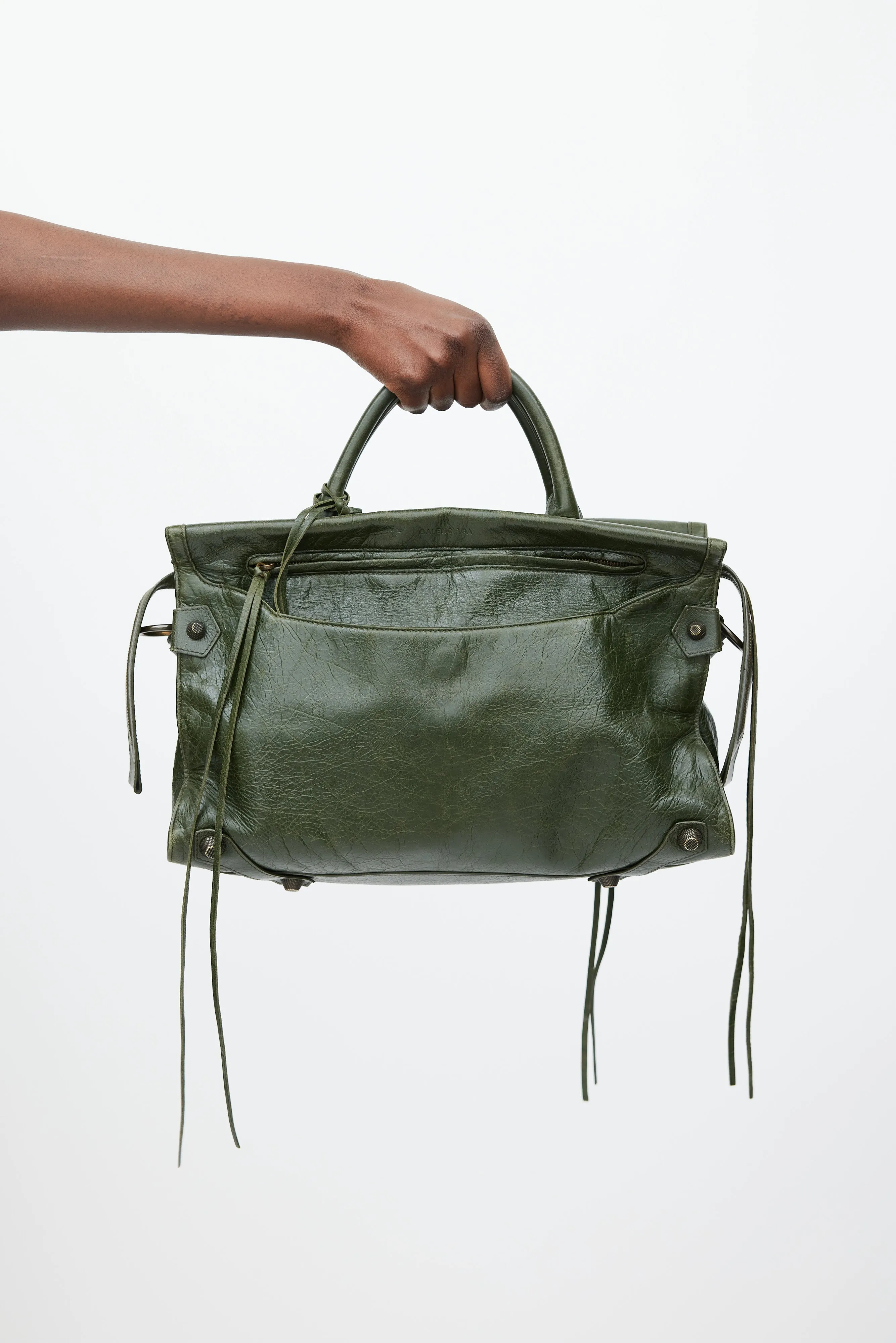 FW 2016 Dark Green Leather Mute City Crossbody Bag