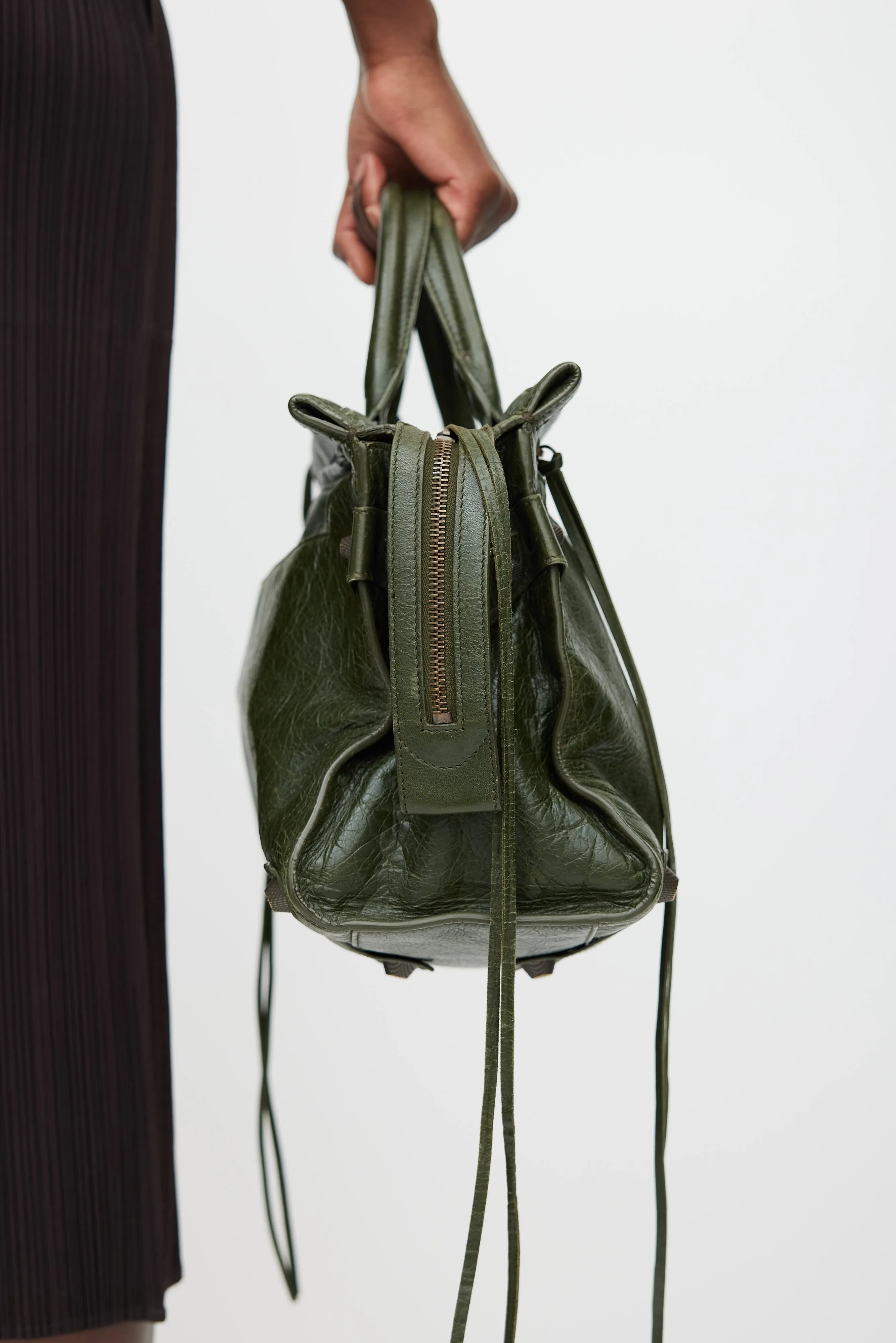 FW 2016 Dark Green Leather Mute City Crossbody Bag