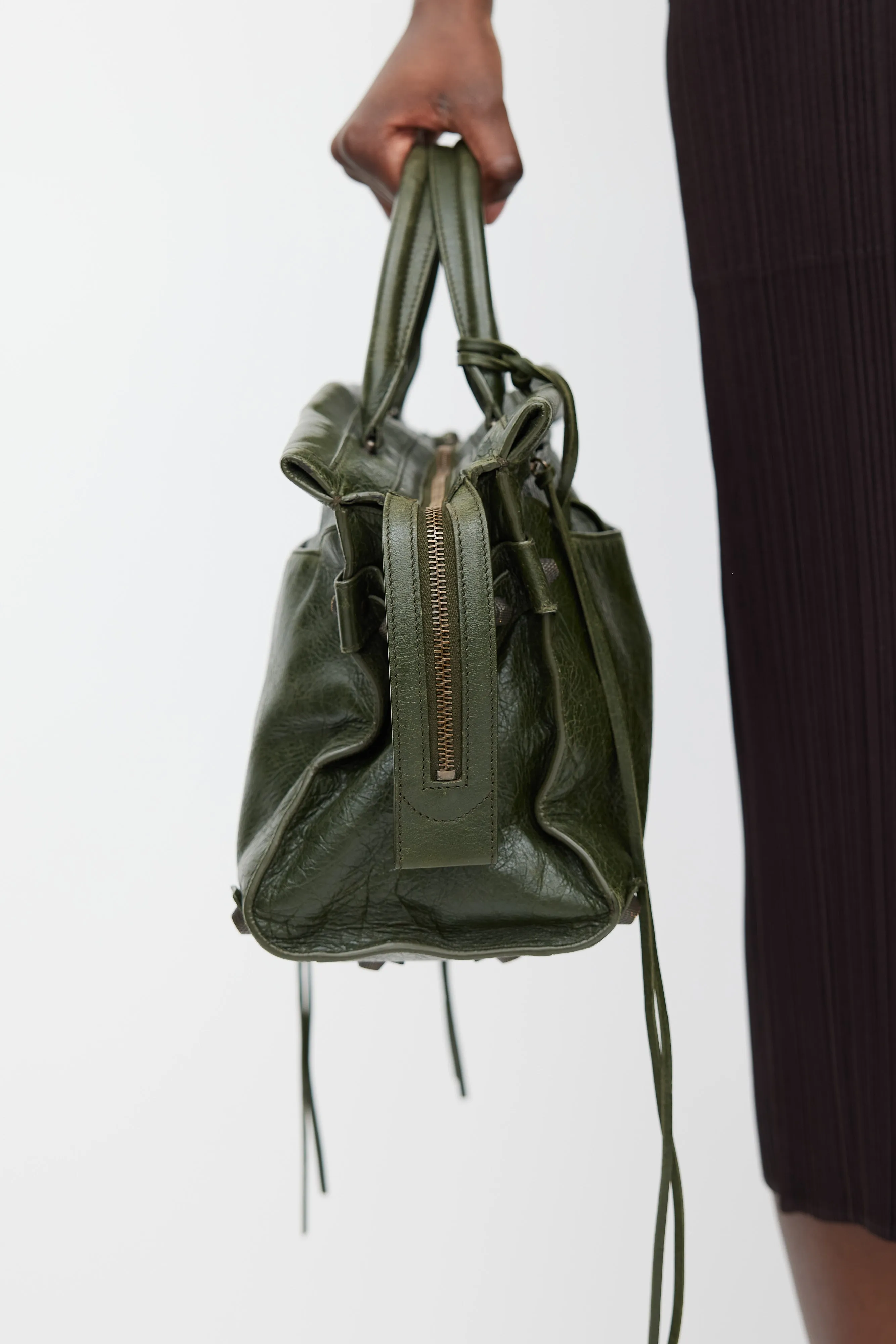 FW 2016 Dark Green Leather Mute City Crossbody Bag