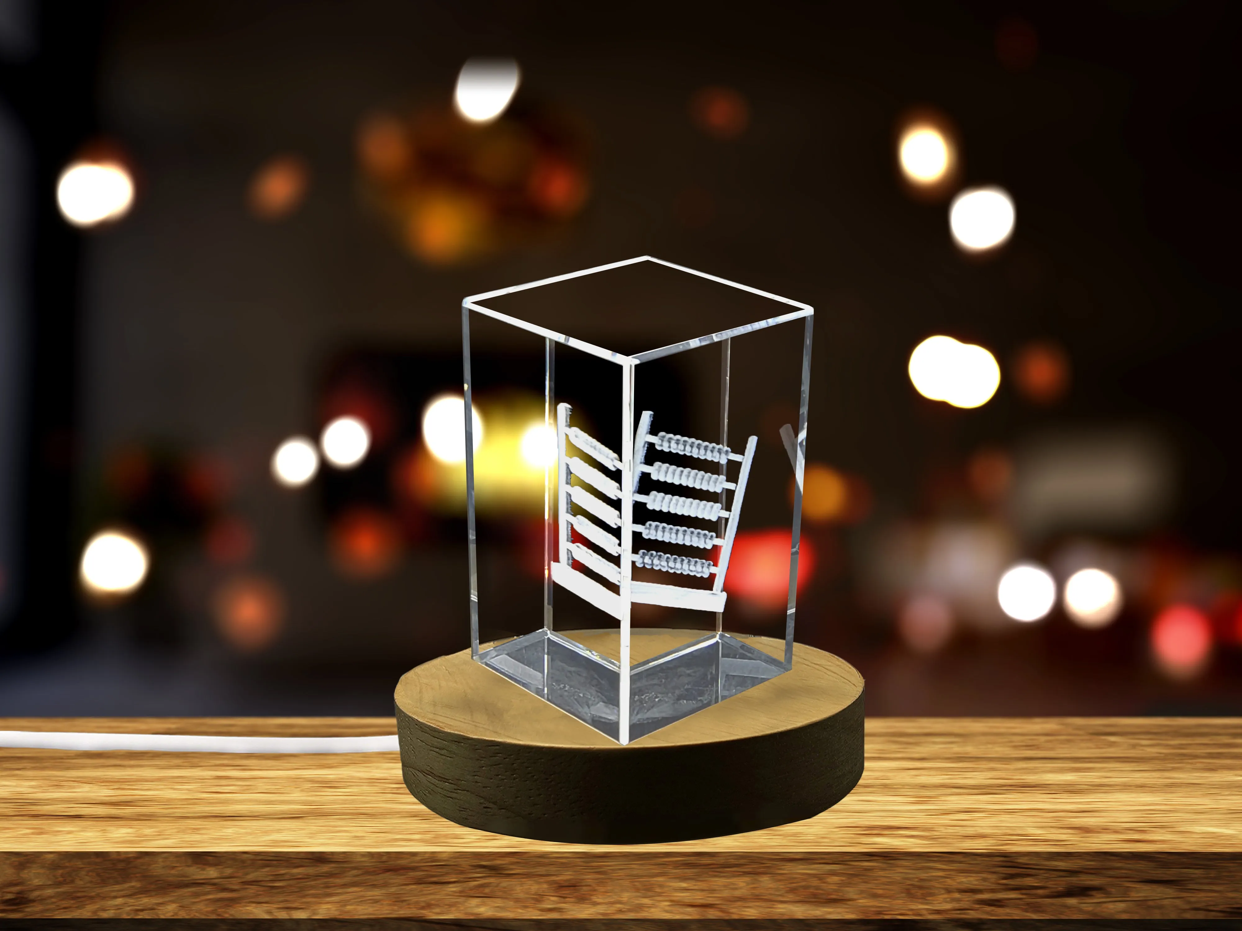 Intricately Crafted Crystal Abacus Sculpture - A Tribute to Mathematical History