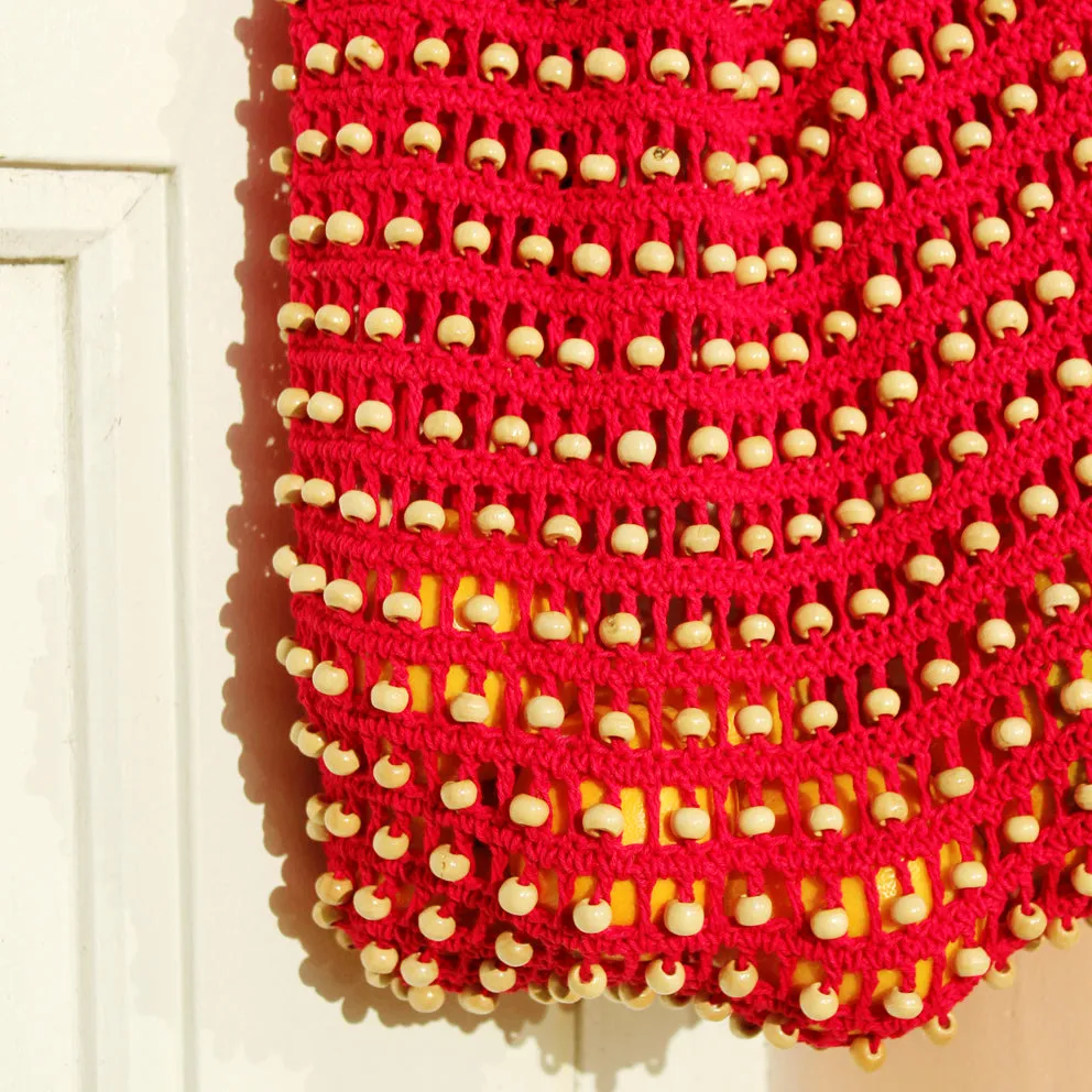 Karma Wooden Crochet Beads Bag in Red by BrunnaCo