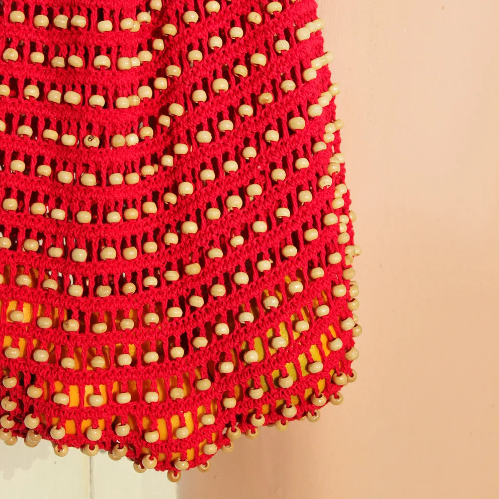 Karma Wooden Crochet Beads Bag in Red by BrunnaCo