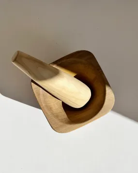 Laurel Hand Carved Solid Wood Mortar and Pestle