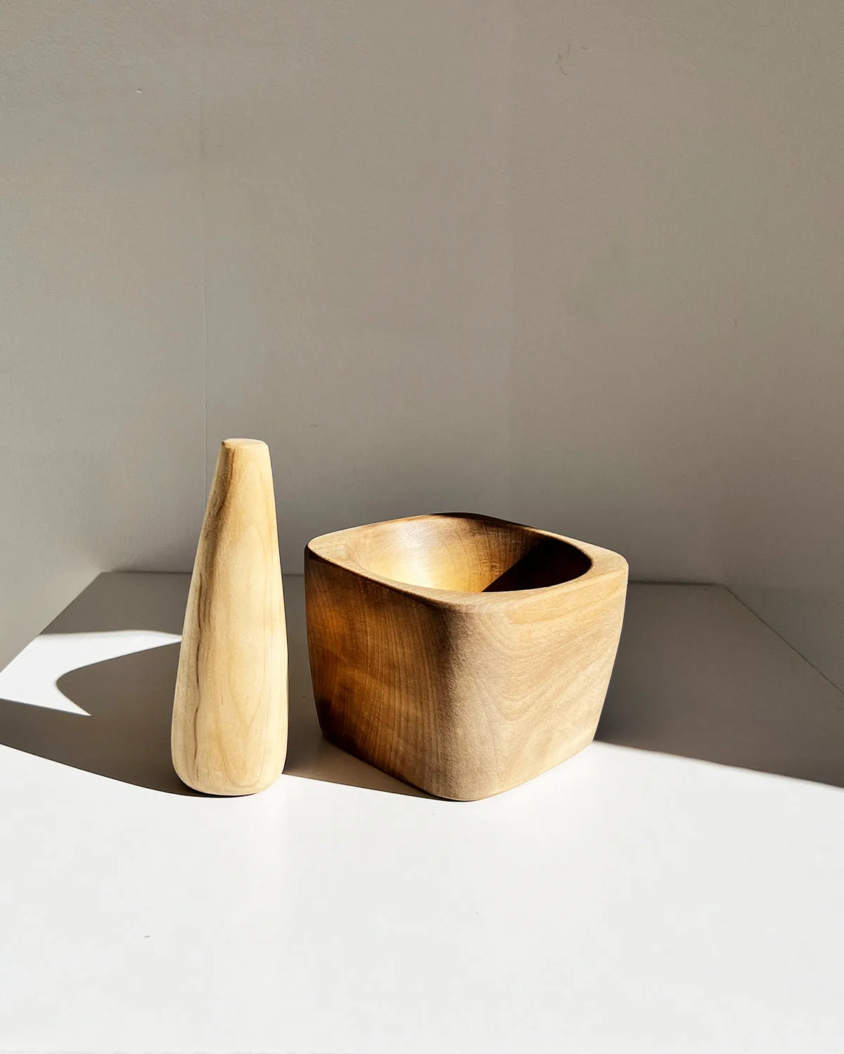 Laurel Hand Carved Solid Wood Mortar and Pestle