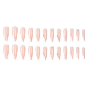 Long Ballet Spot Drill French Nail White V-Shaped French Nail Patch New European and American Color Printing Manicure