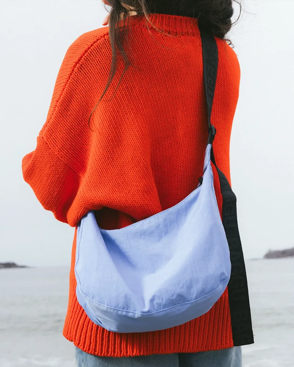 Medium Nylon Baggu Crescent Bag - Cornflower