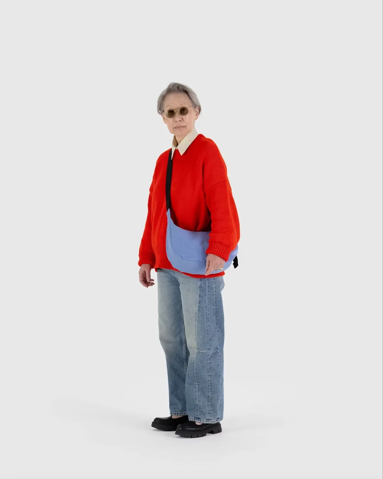 Medium Nylon Baggu Crescent Bag - Cornflower
