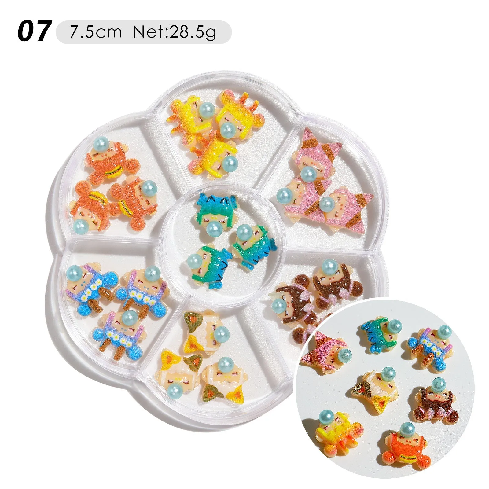 Nail Ornament Flower Bow Tie Aurora Patch Bear Rhinestone Pearl Mixed Nail Decorative Diamond Sequins