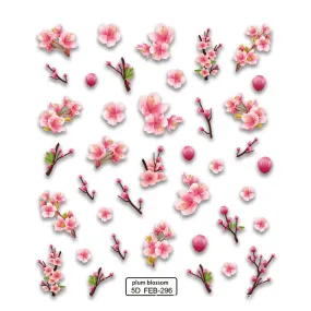 Nail Sticker Adhesive Ins Chinese Style Winter Lunar December Plum Blossom Red 5d Nail Stickers