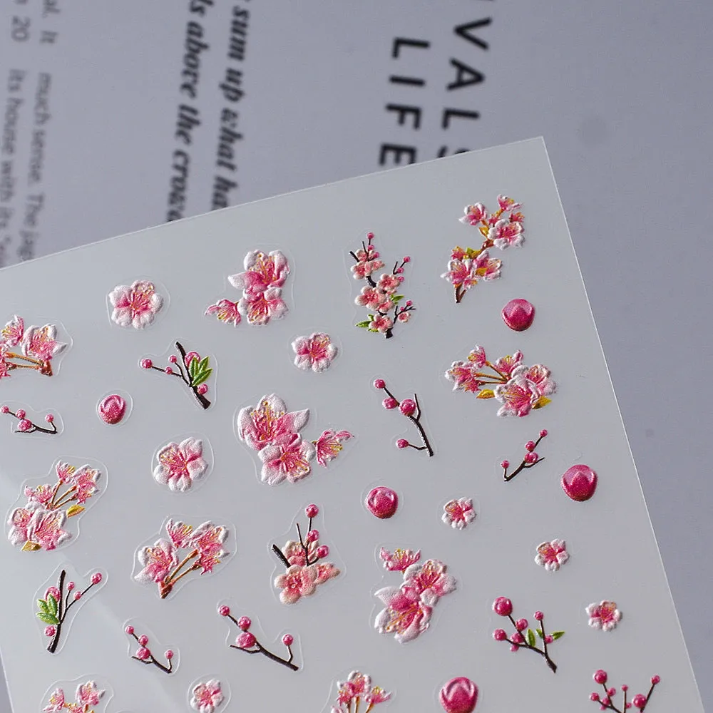 Nail Sticker Adhesive Ins Chinese Style Winter Lunar December Plum Blossom Red 5d Nail Stickers
