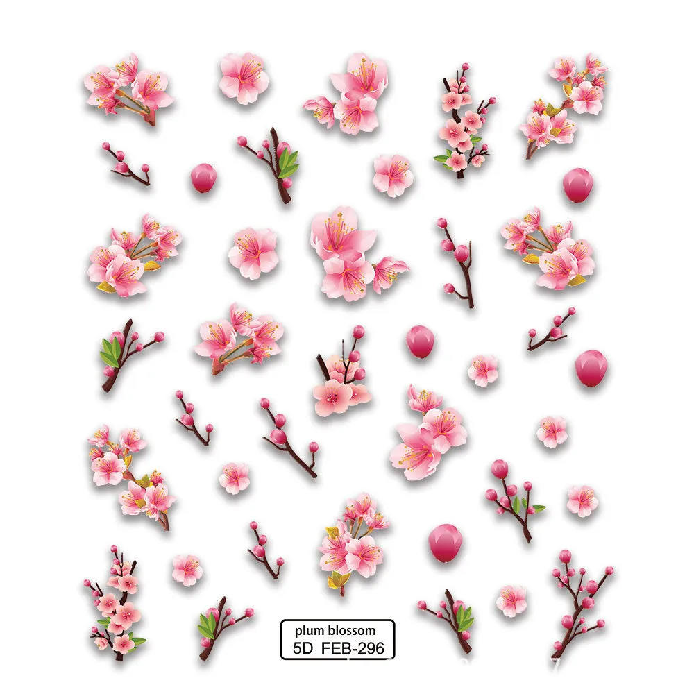 Nail Sticker Adhesive Ins Chinese Style Winter Lunar December Plum Blossom Red 5d Nail Stickers
