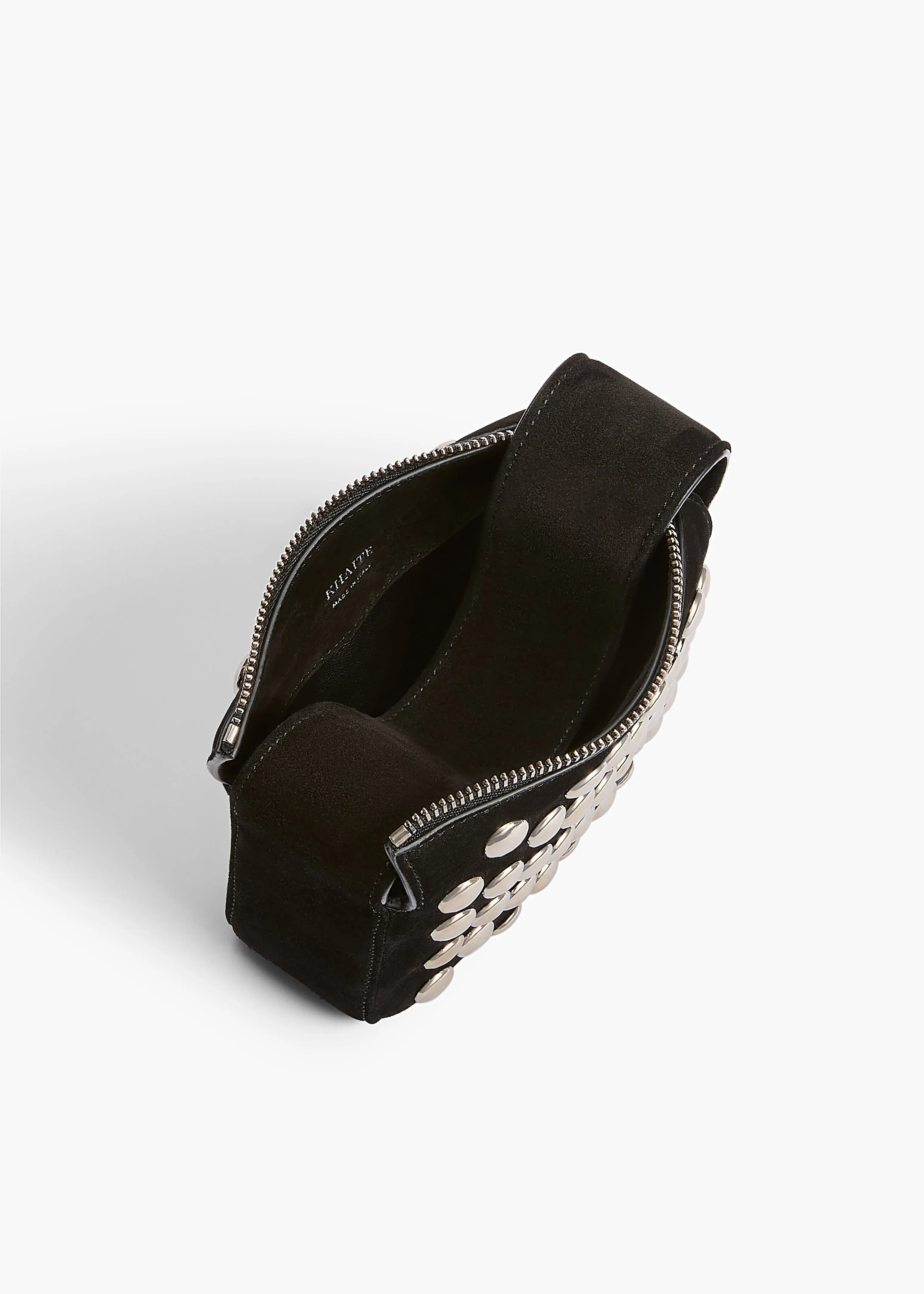 Nano Elena Bag in Black Suede with Silver Studs