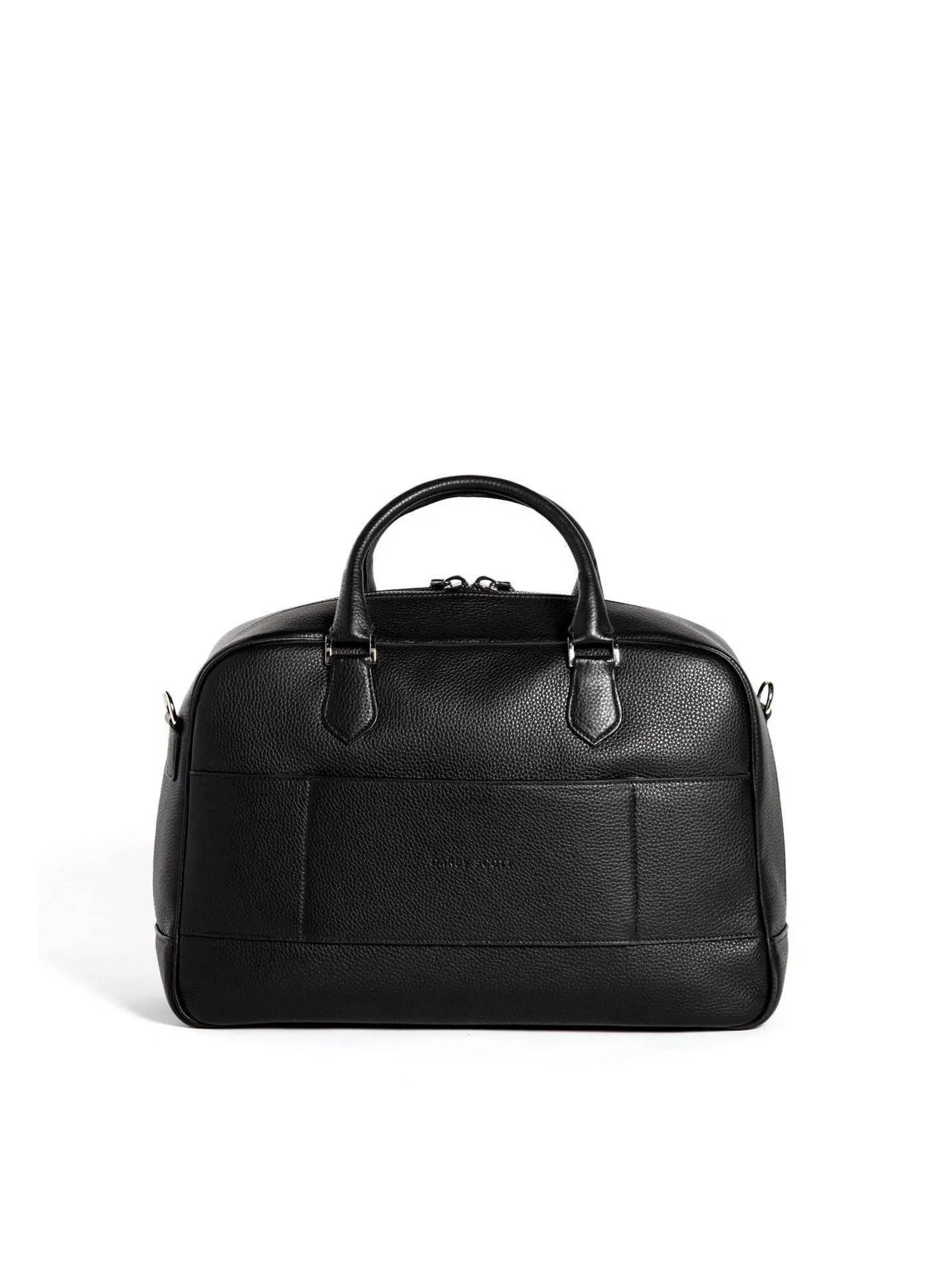 Newport Travel Satchel Bag - Black Leather Weekender