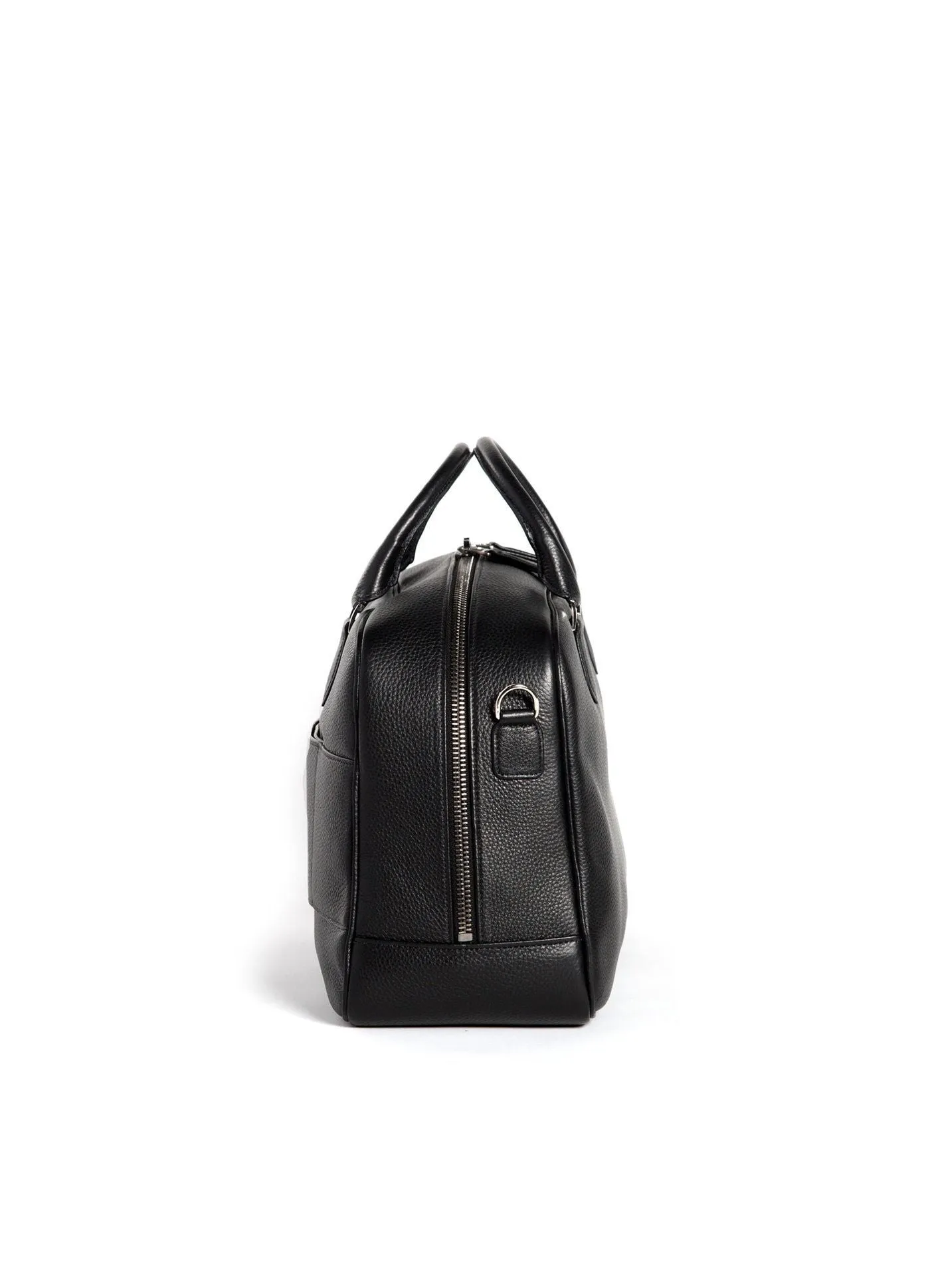 Newport Travel Satchel Bag - Black Leather Weekender